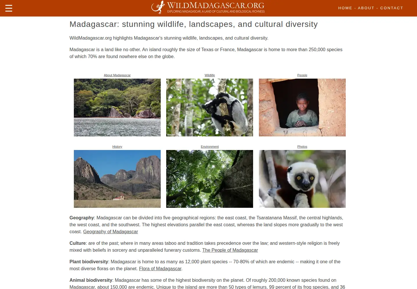 Screenshot of wildmadagascar.org