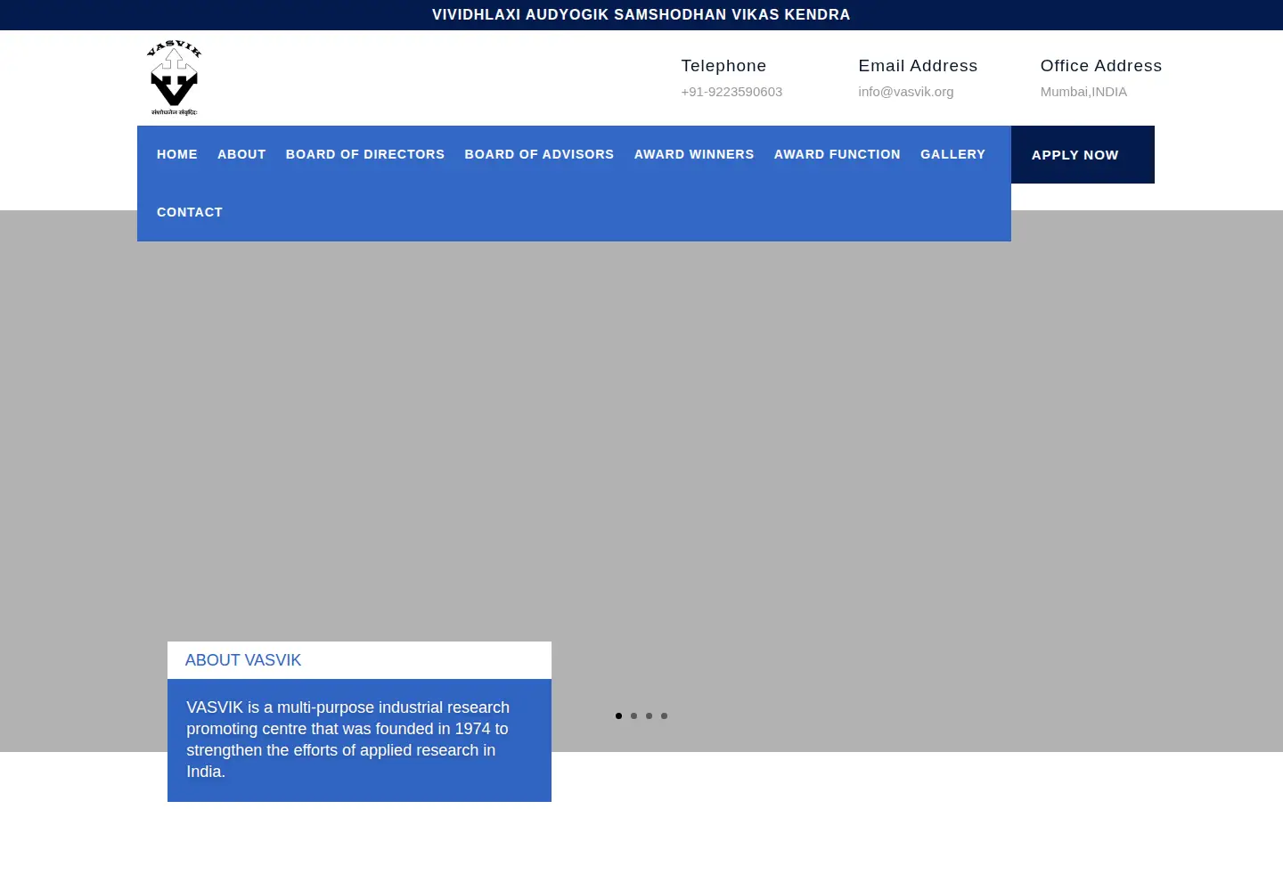Captured homepage of vasvik.org in the current scan