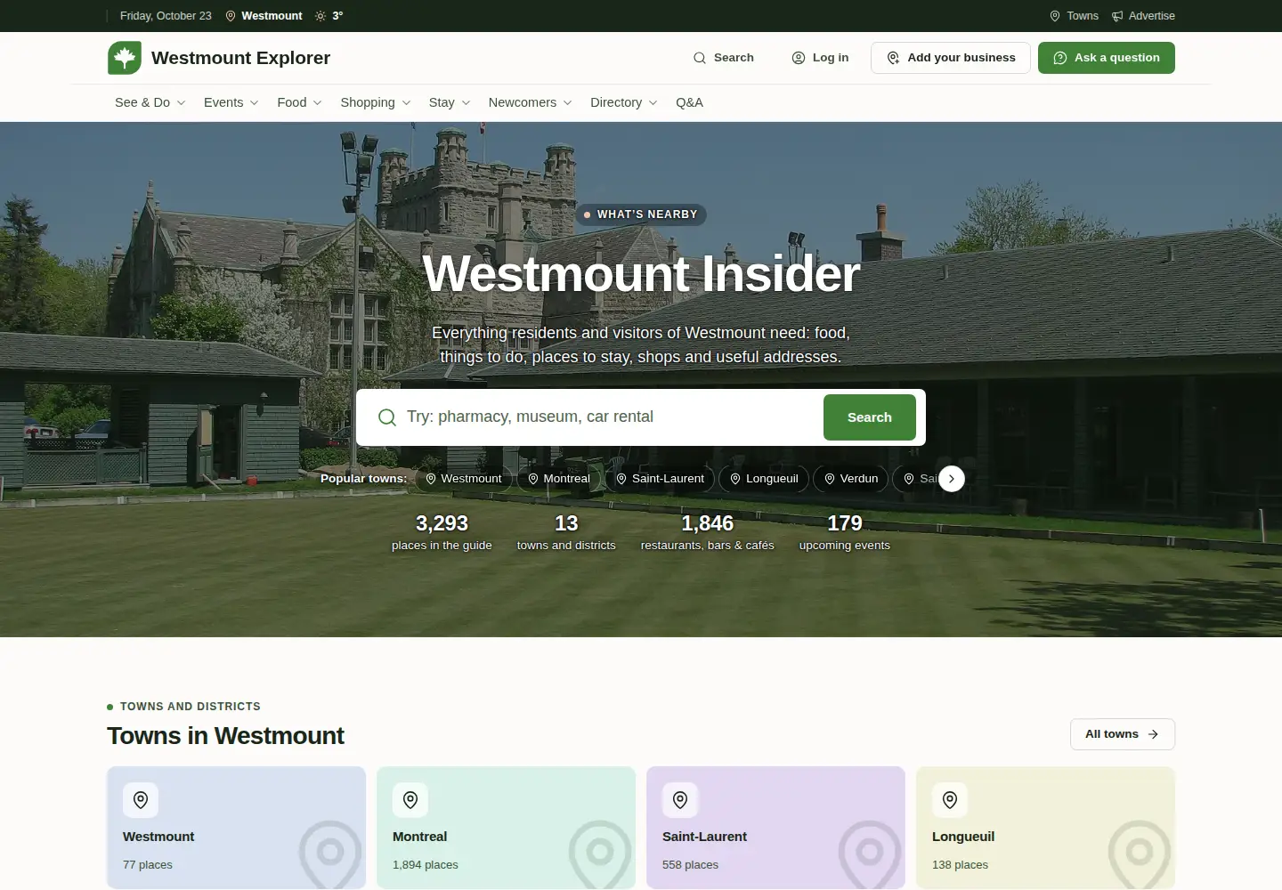 Captured homepage of westmountexaminer.com in the current scan