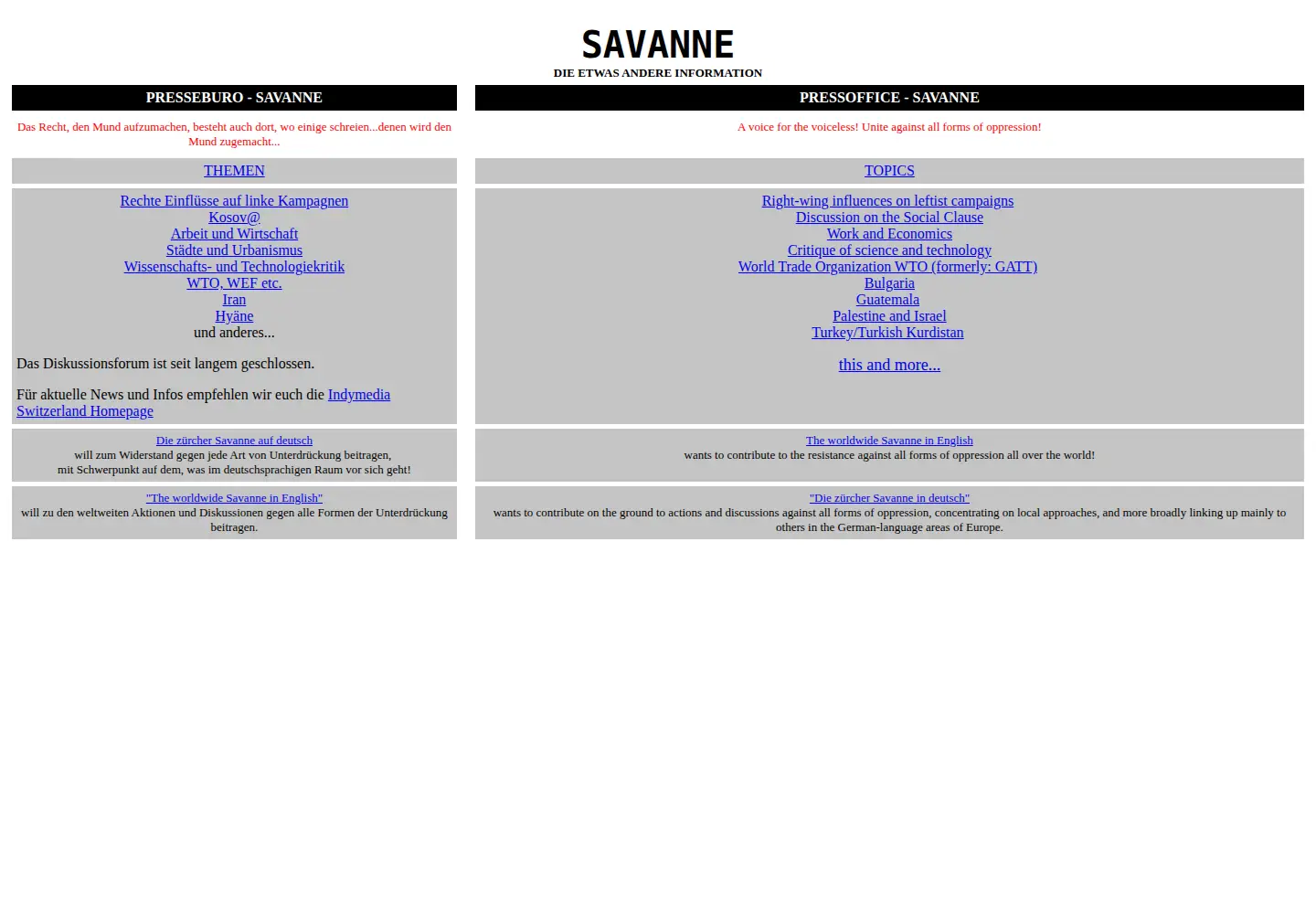 Screenshot of savanne.ch