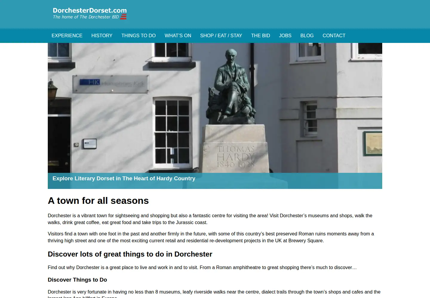 Captured homepage of dorchesterdorset.com in the current scan