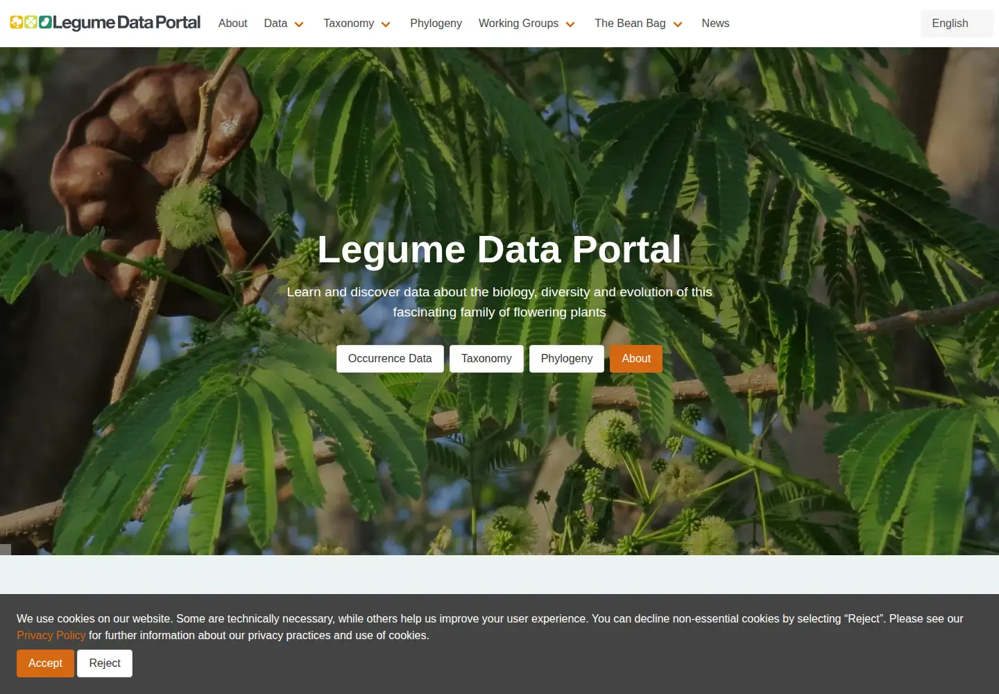 Screenshot of legumedata.org