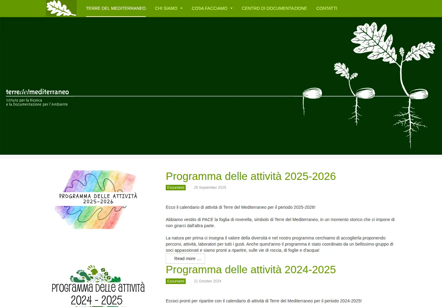 Captured homepage of terredelmediterraneo.org in the current scan