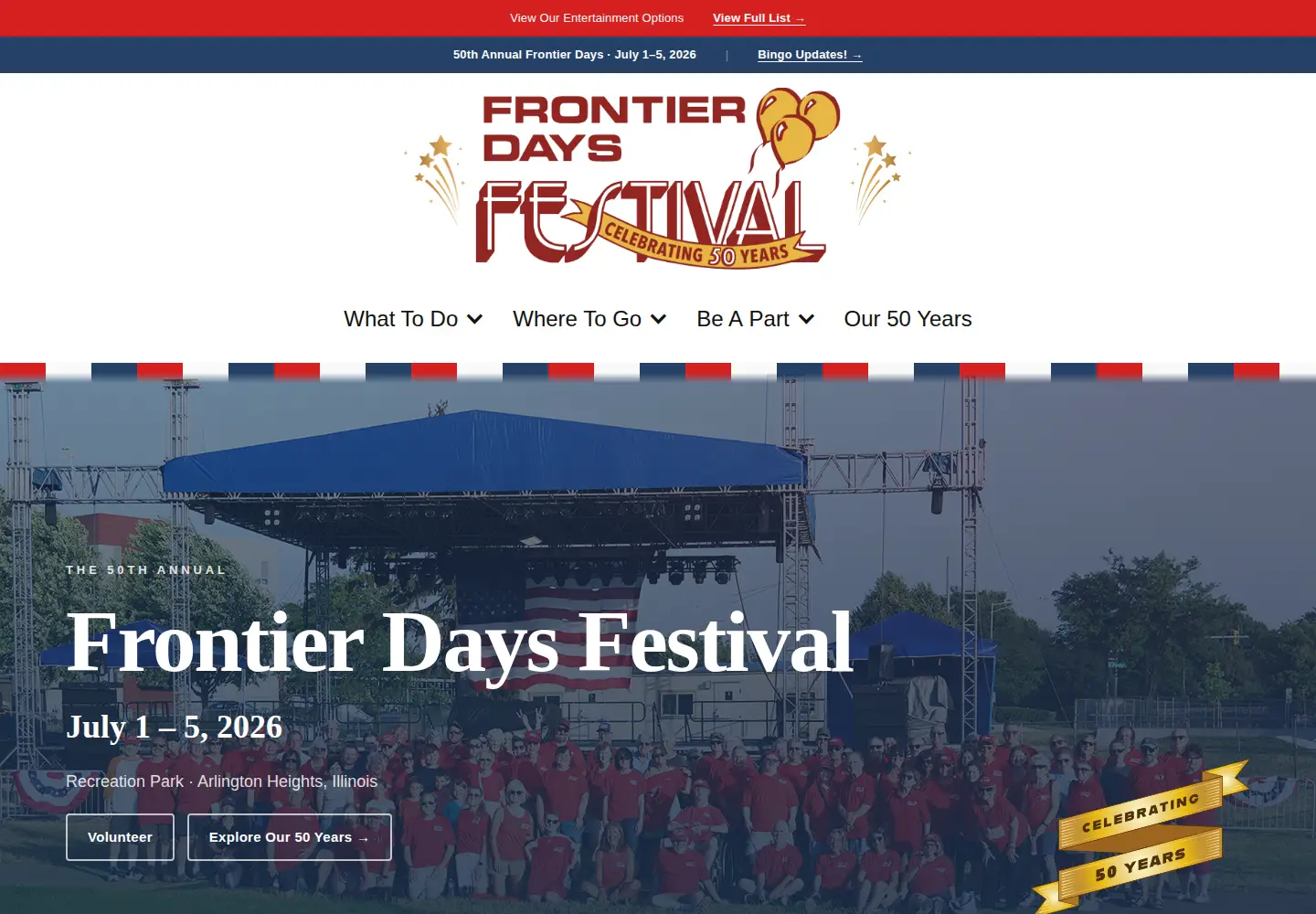 Captured homepage of frontierdays.org in the current scan