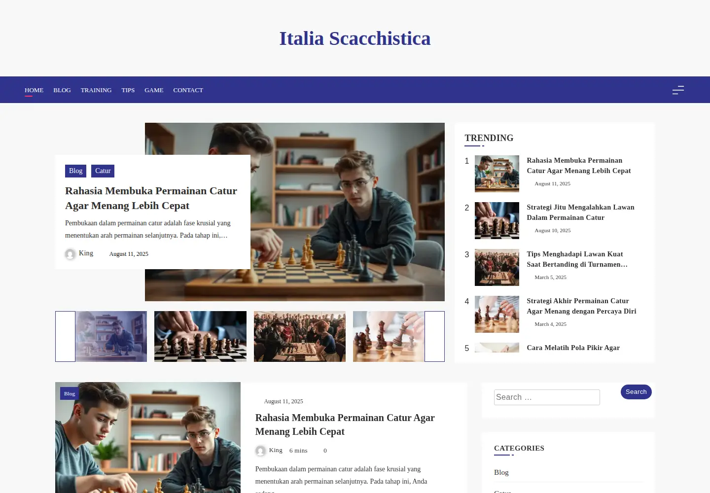 Captured homepage of italiascacchistica.com in the current scan