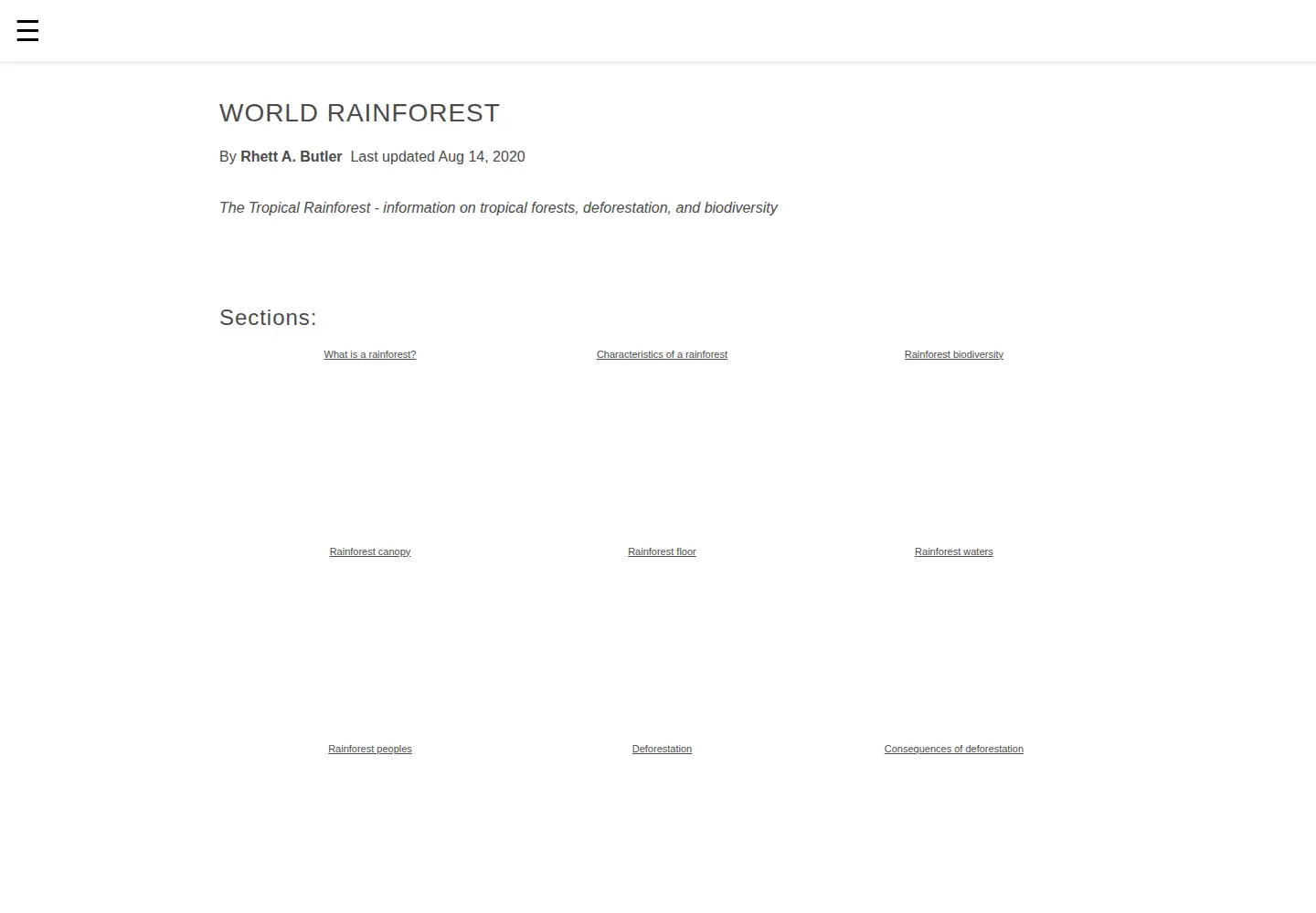 Screenshot of worldrainforests.com