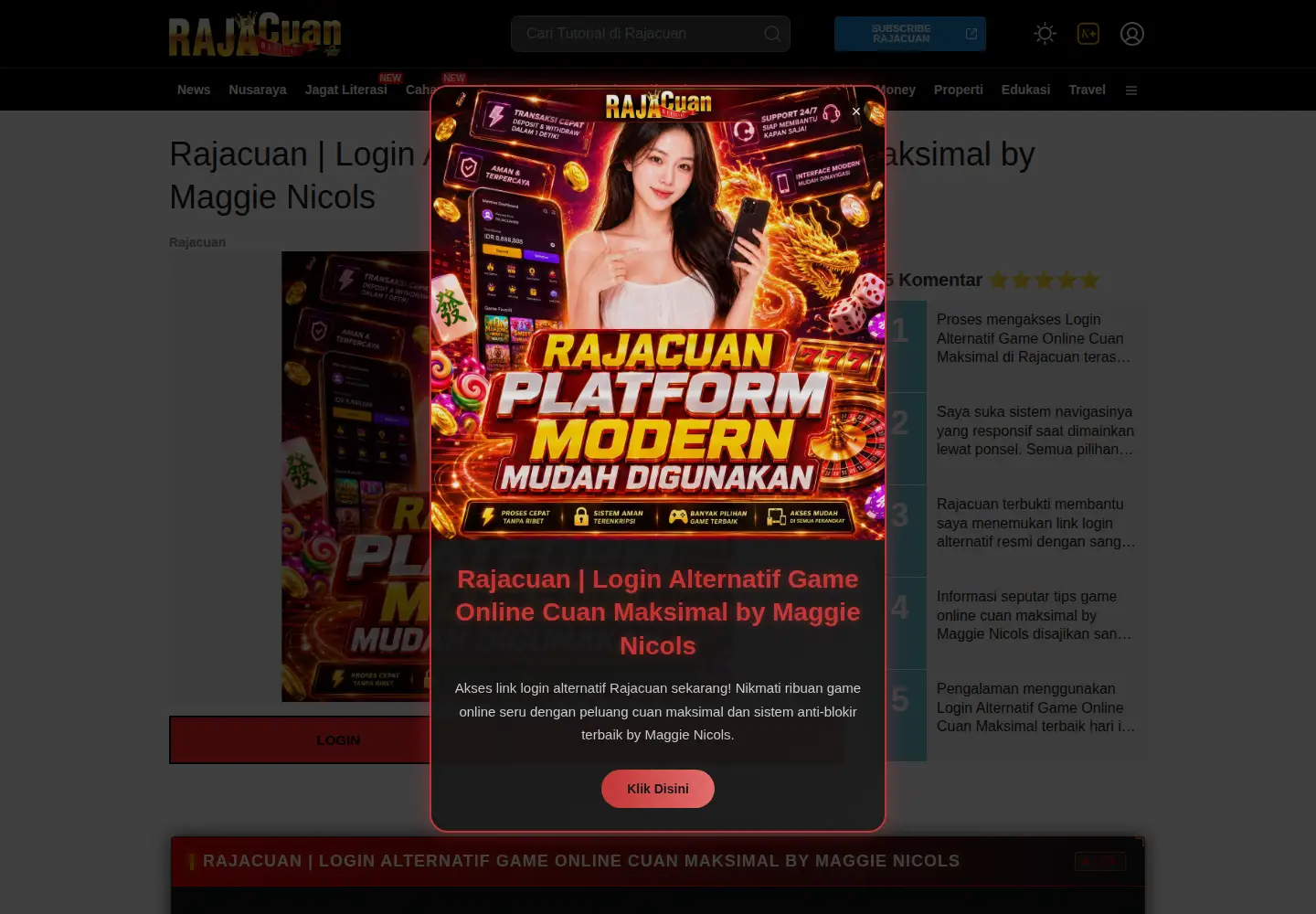 Captured homepage of maggienicols.com in the current scan