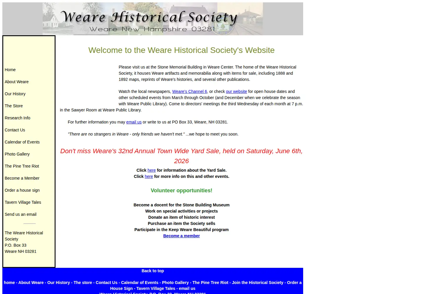 Captured homepage of wearehistoricalsociety.org in the current scan