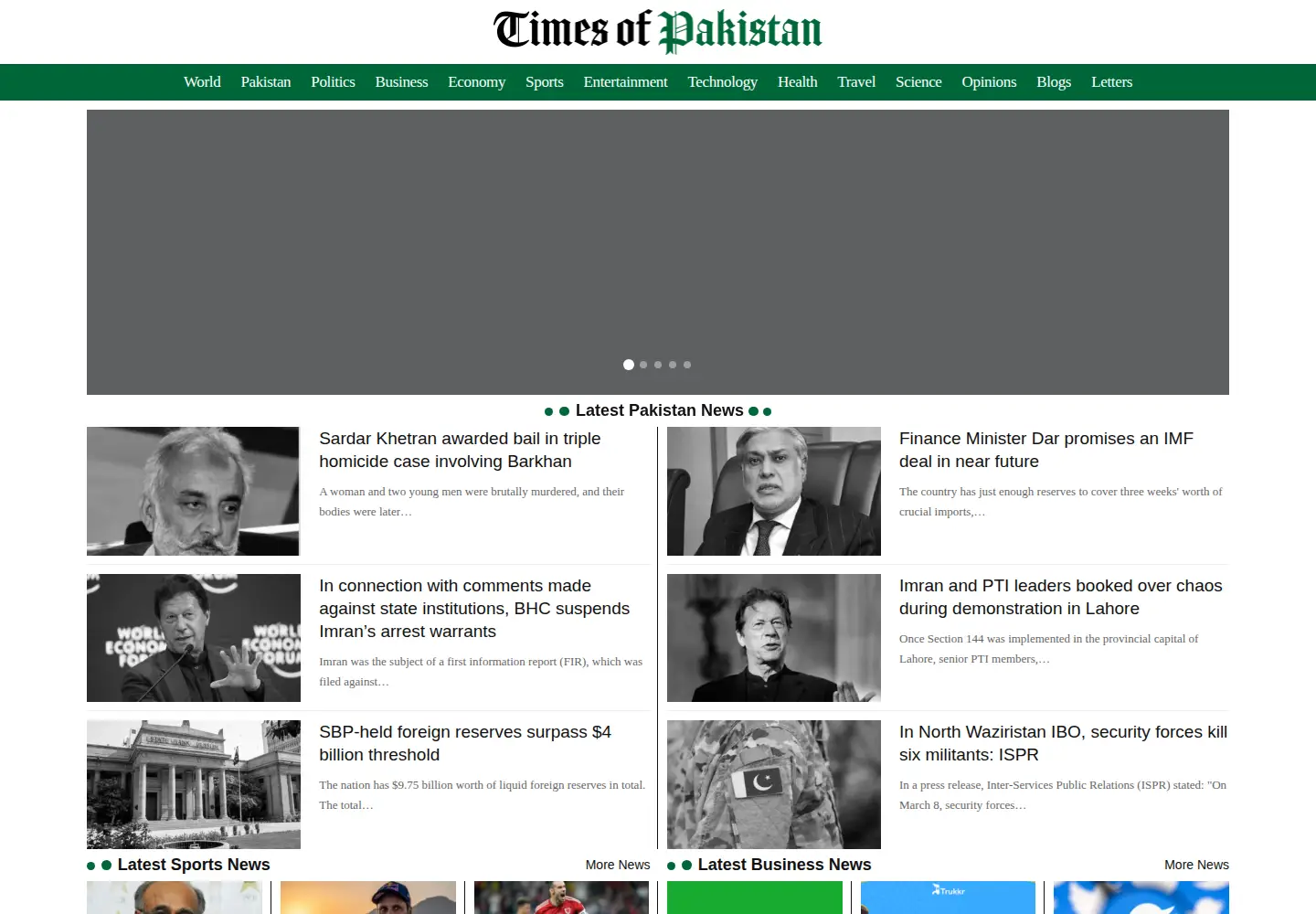 Captured homepage of timesofpakistan.com in the current scan