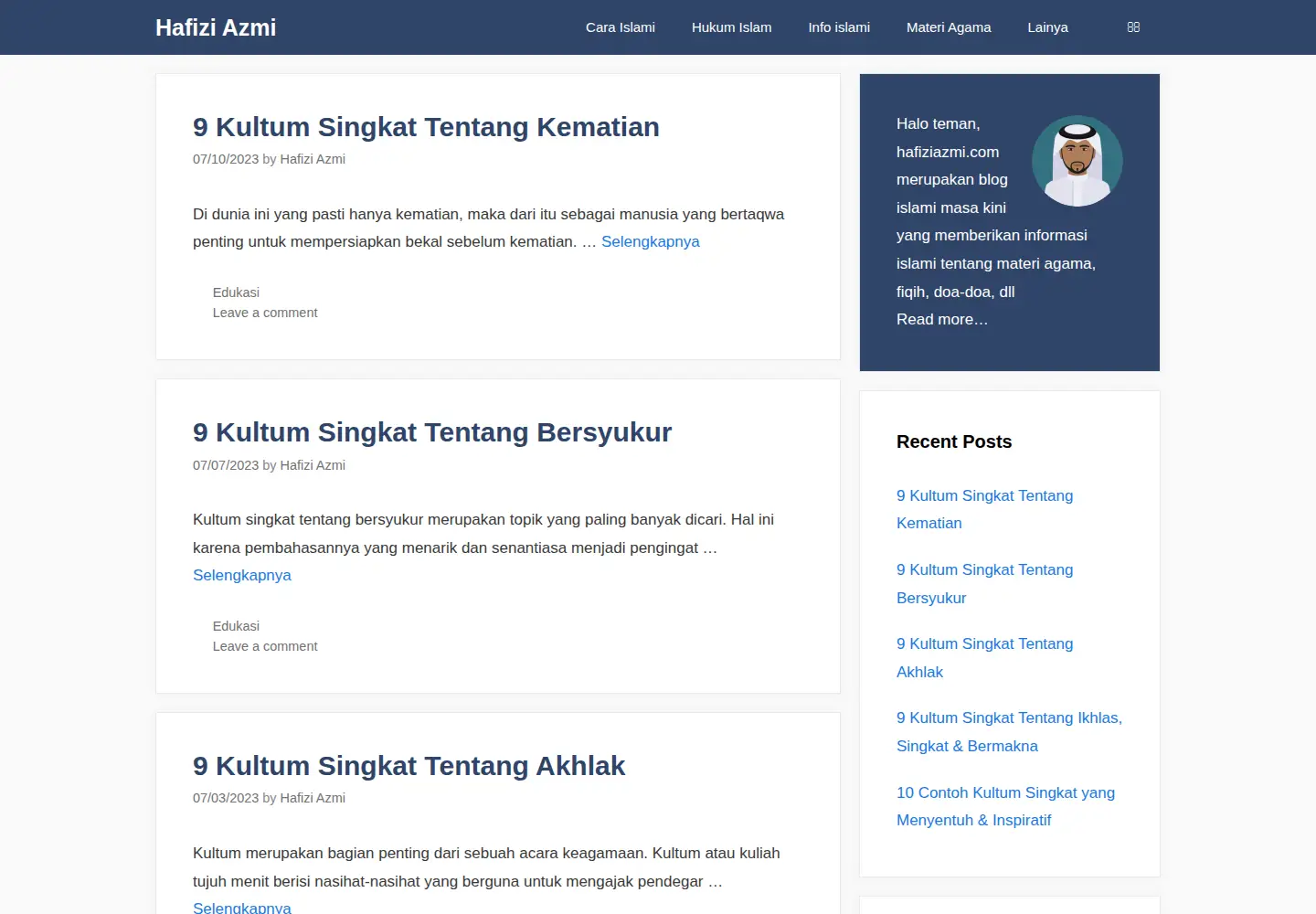Screenshot of hafiziazmi.com