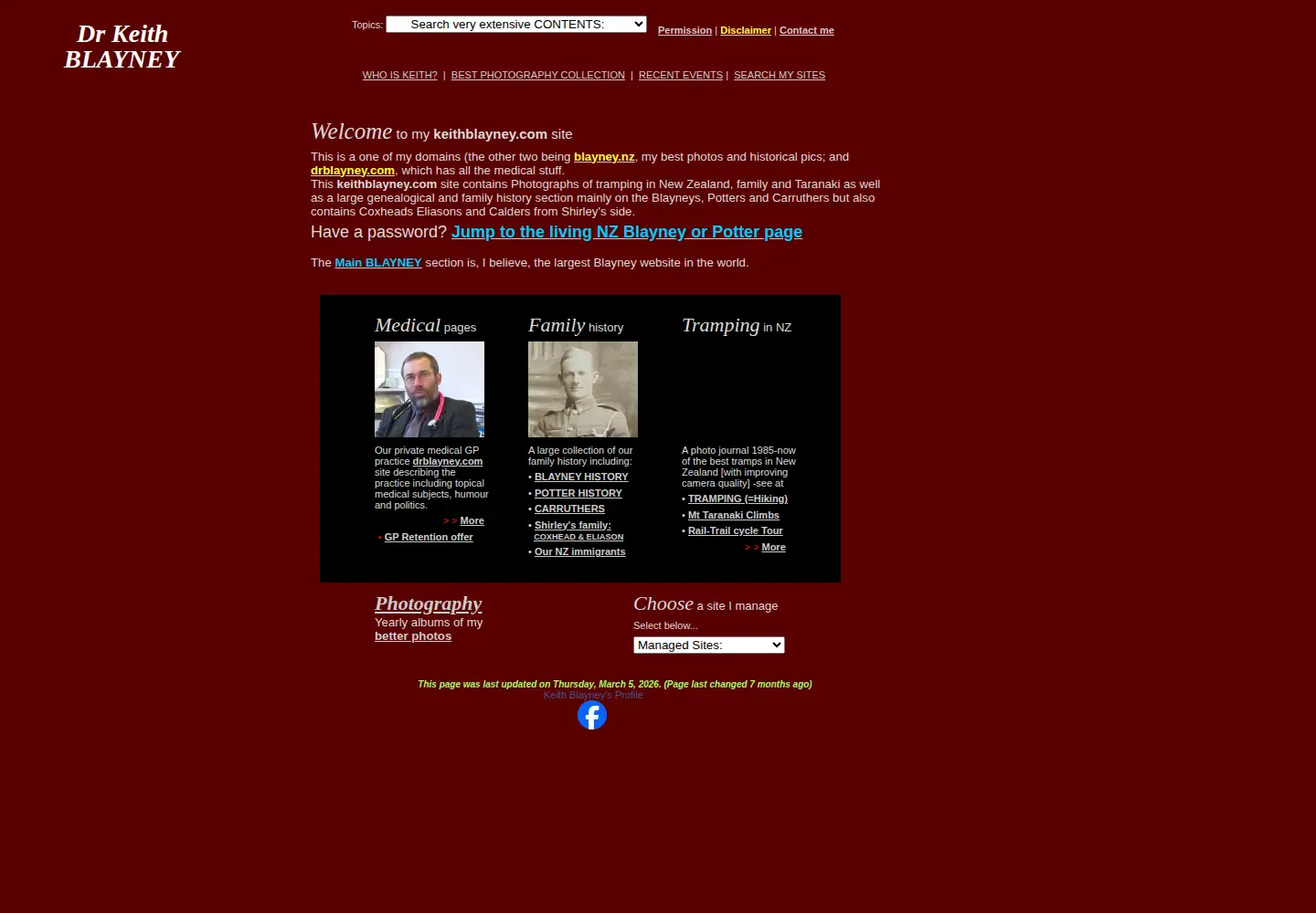 Captured homepage of keithblayney.com in the current scan