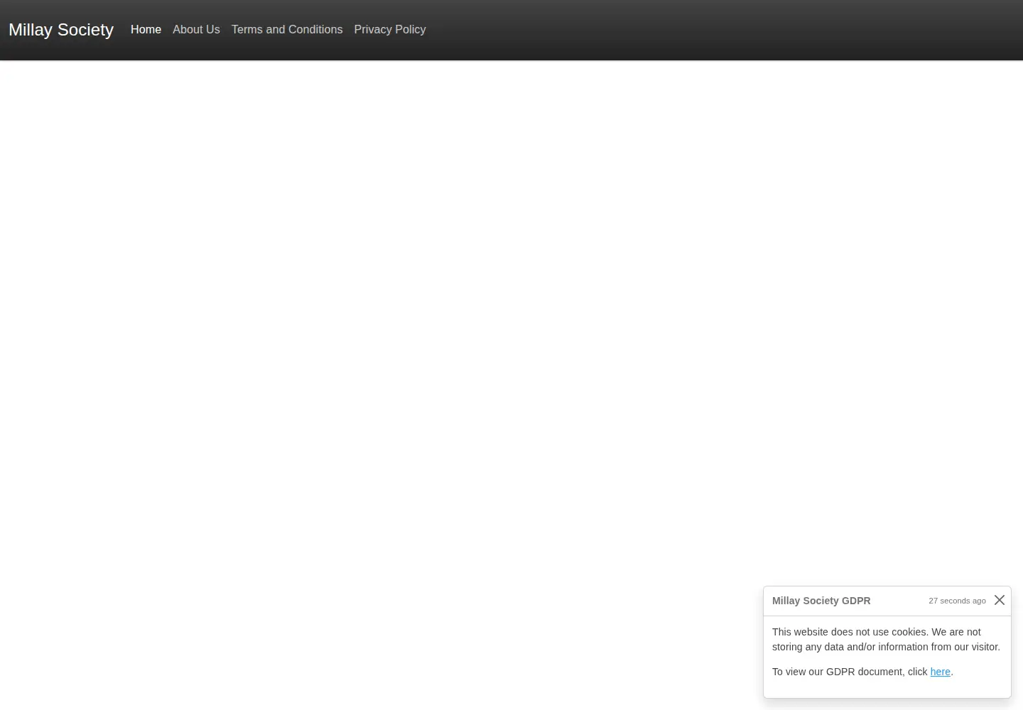 Captured homepage of millaysociety.org in the current scan
