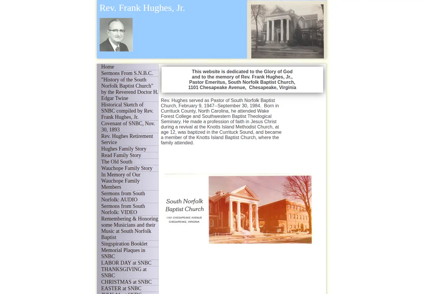 Screenshot of revfrankhughesjr.org
