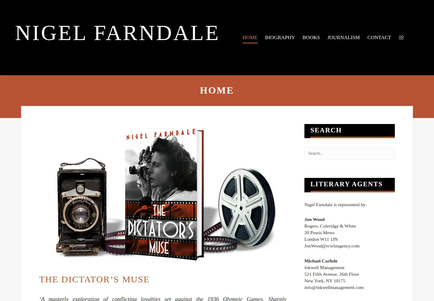 Captured homepage of nigelfarndale.com in the current scan