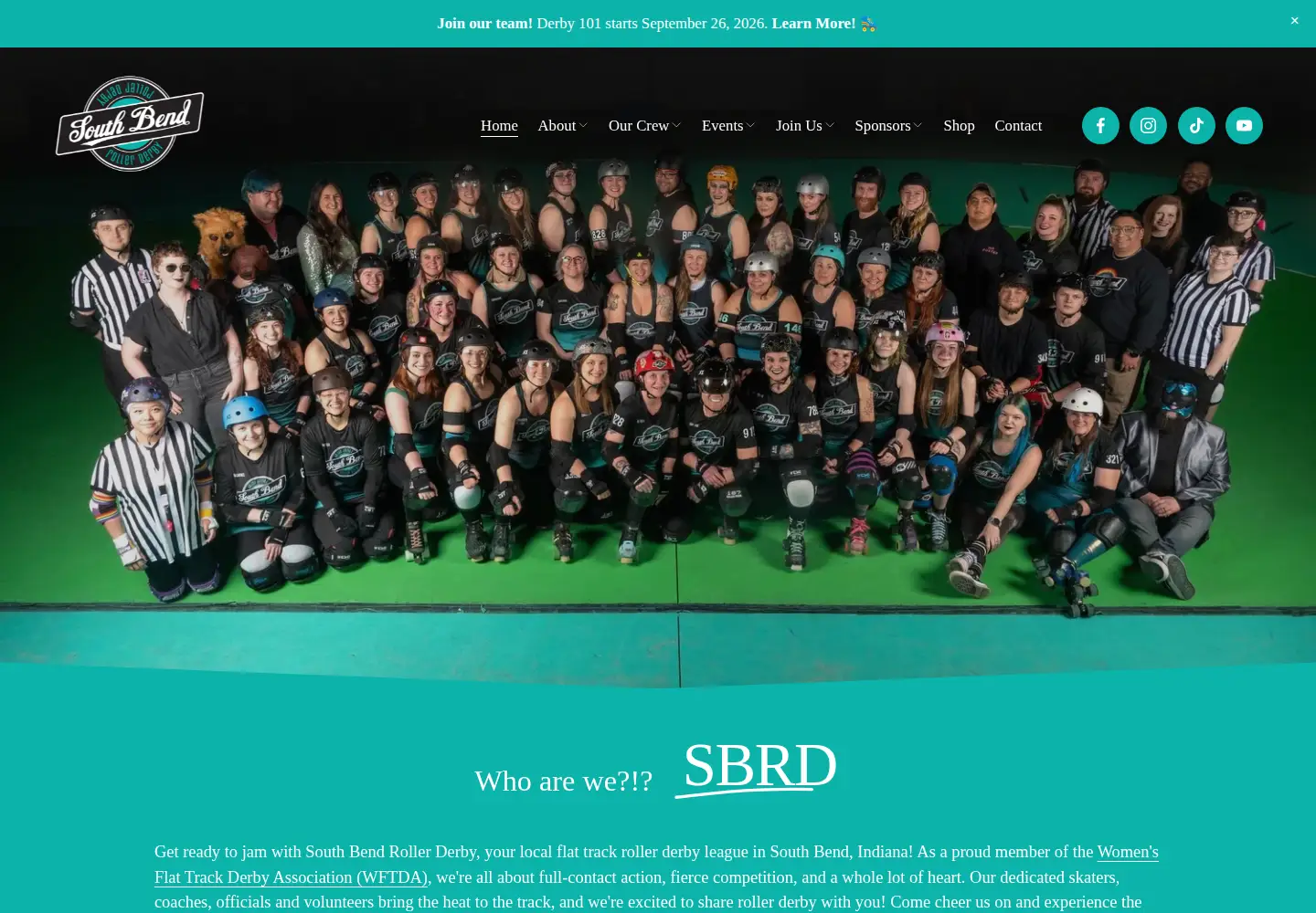 Captured homepage of southbendrollergirls.com in the current scan