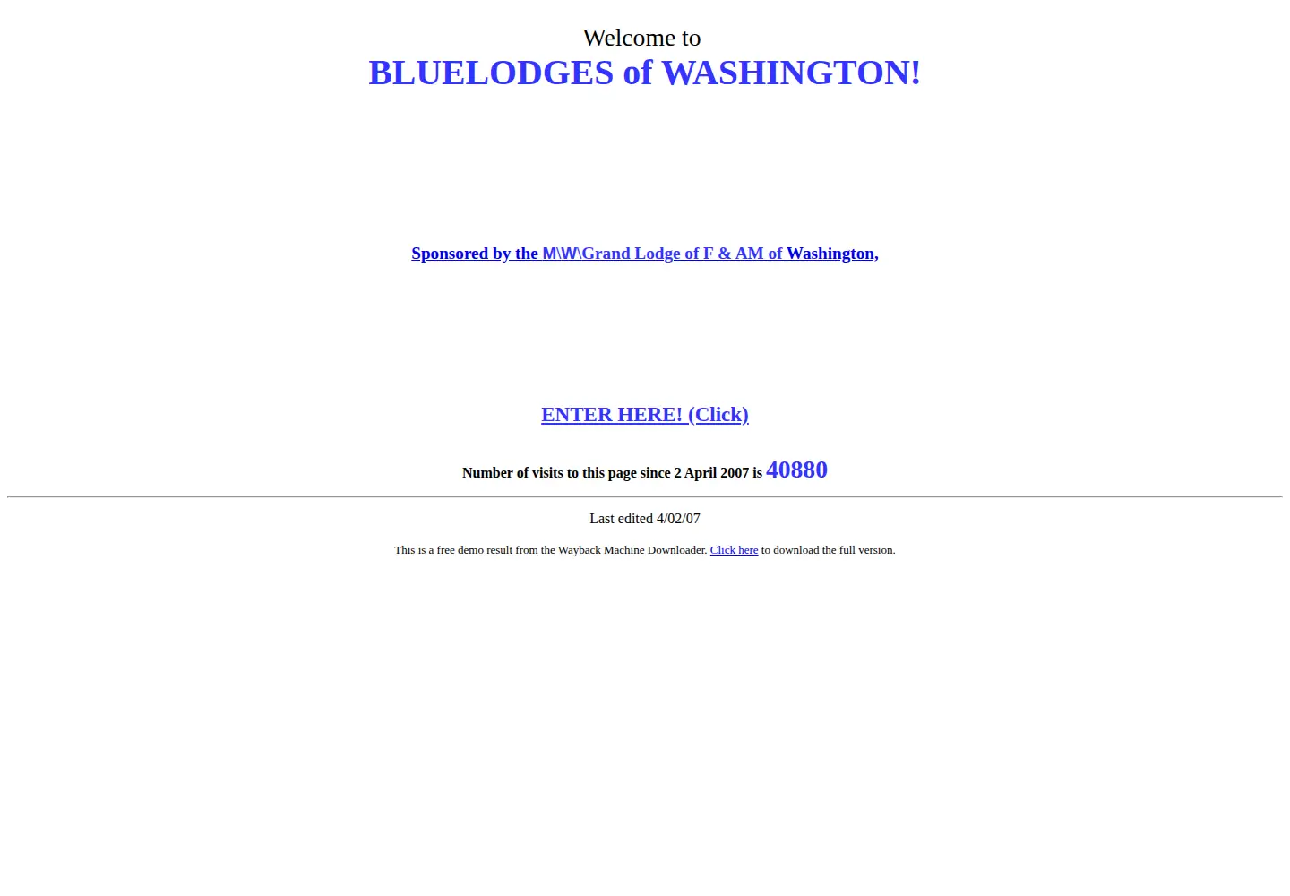 Captured homepage of bluelodge-wa.org in the current scan