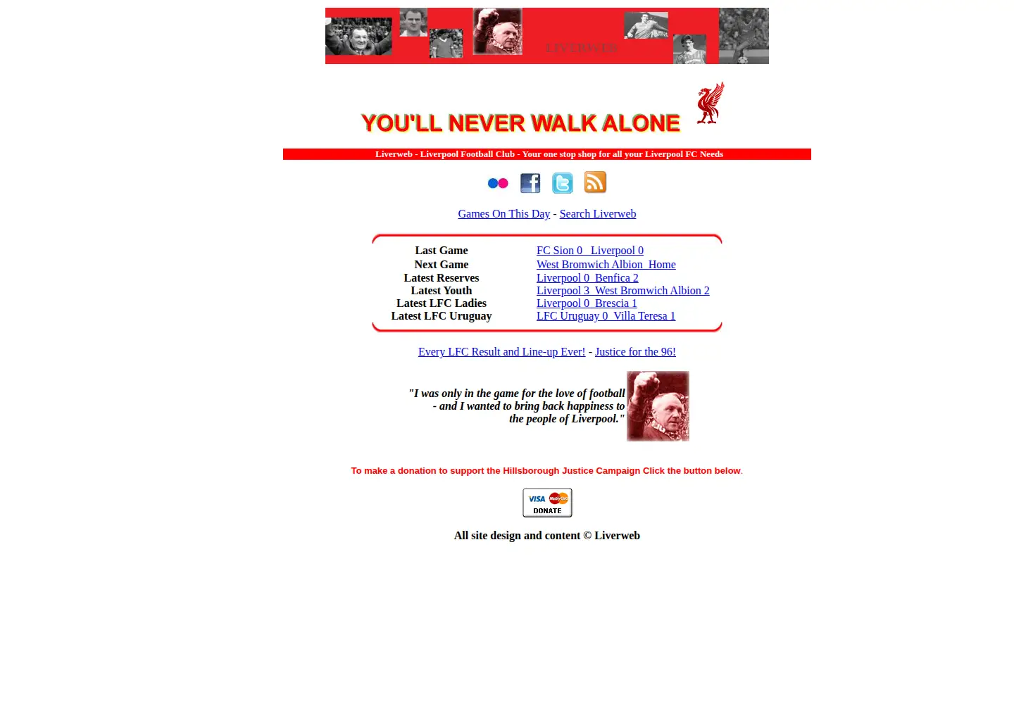 Captured homepage of liverweb.org.uk in the current scan