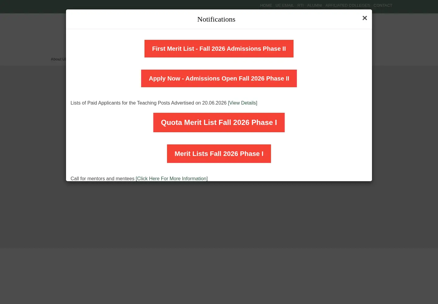 Screenshot of ue.edu.pk
