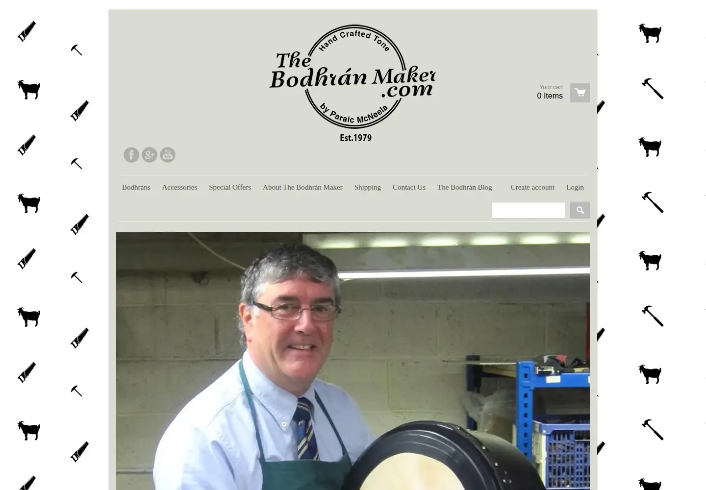 Screenshot of thebodhranmaker.com