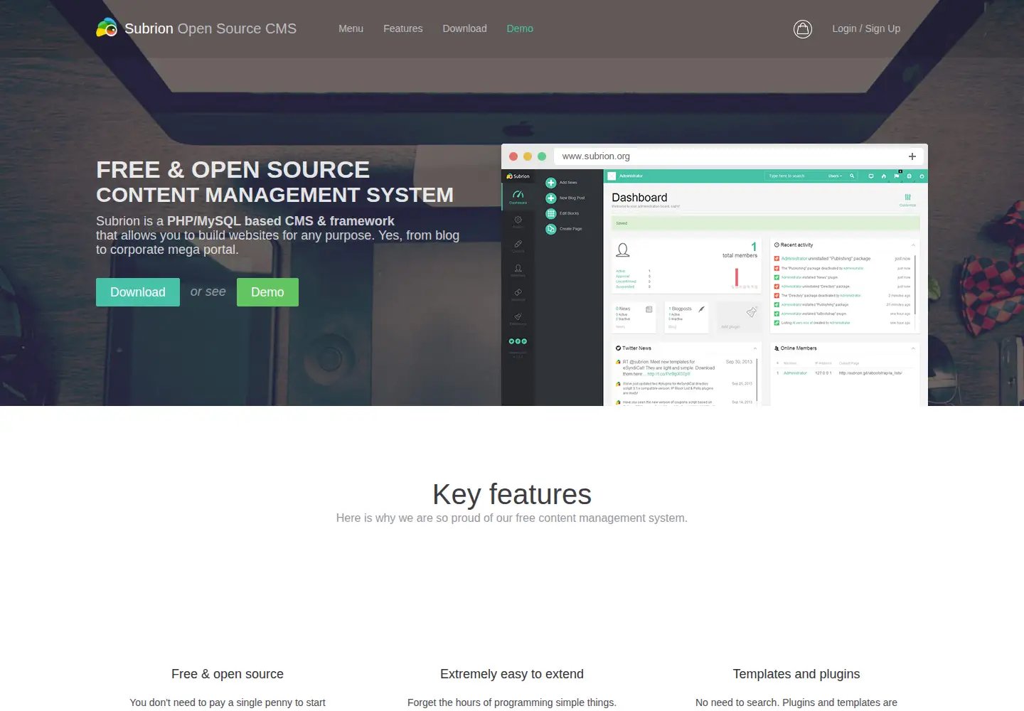 Screenshot of subrion.org