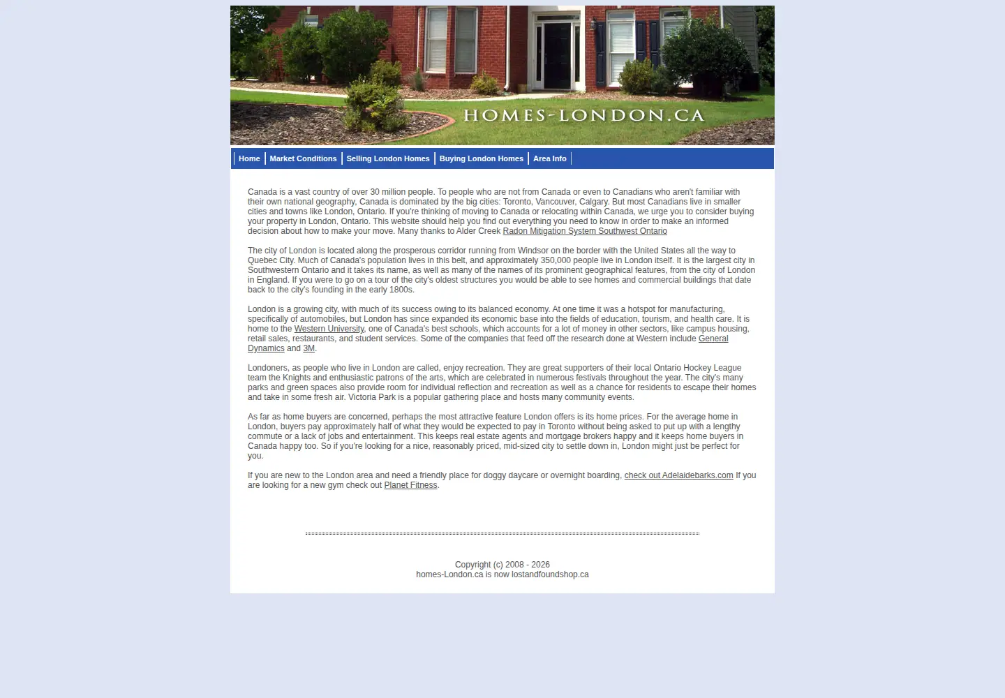 Captured homepage of lostandfoundshop.ca in the current scan