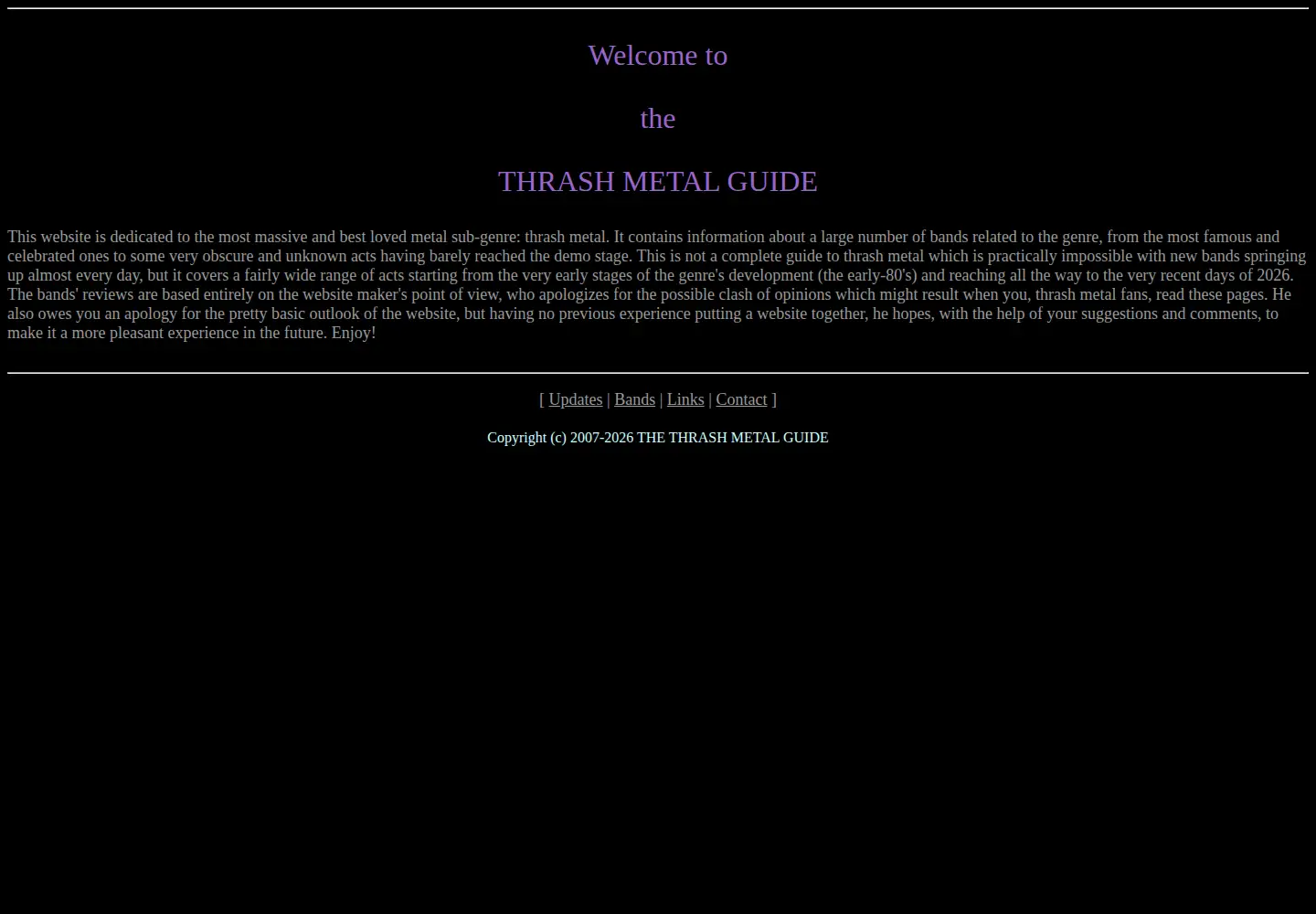 Screenshot of thethrashmetalguide.com