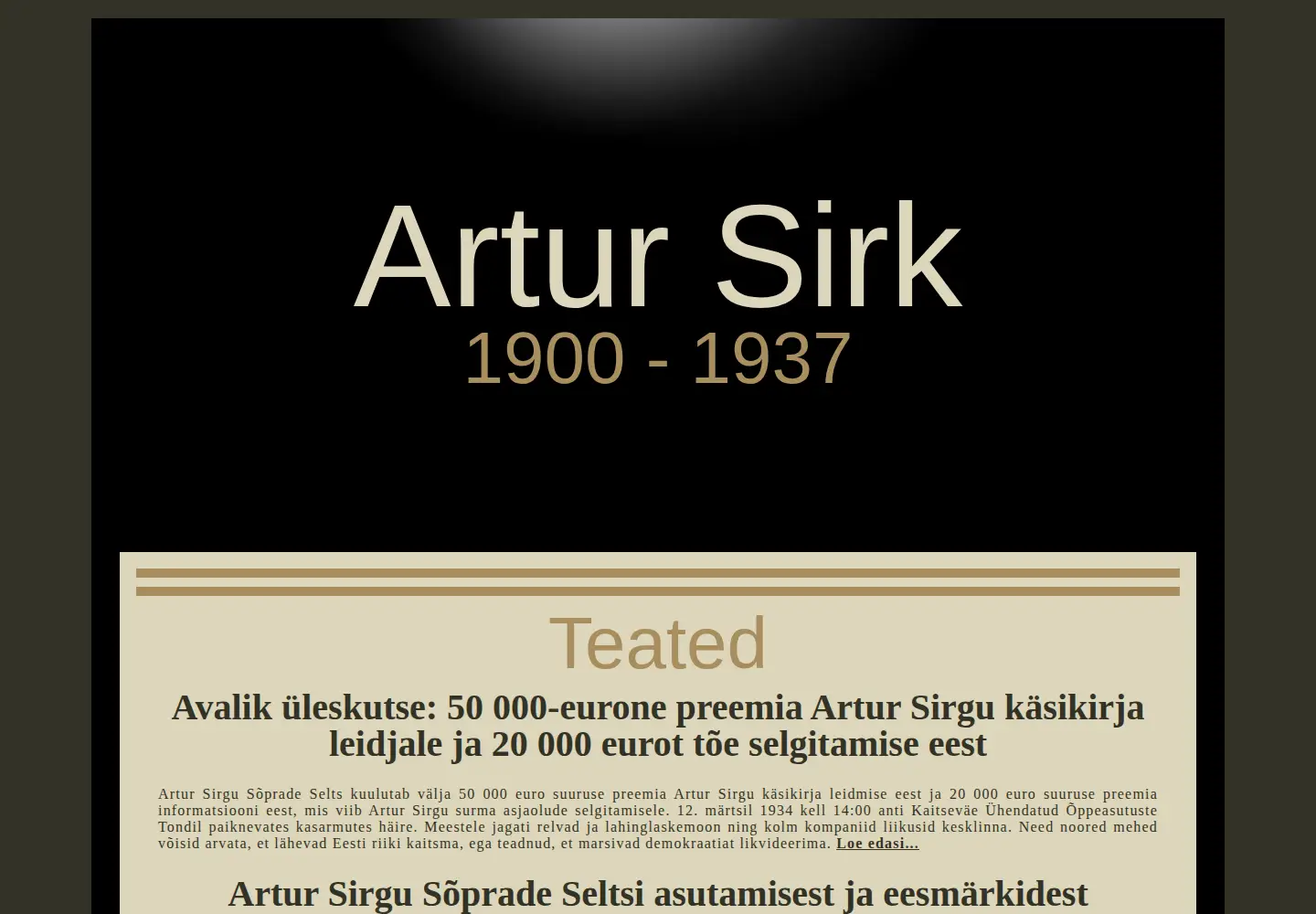 Screenshot of artursirk.ee