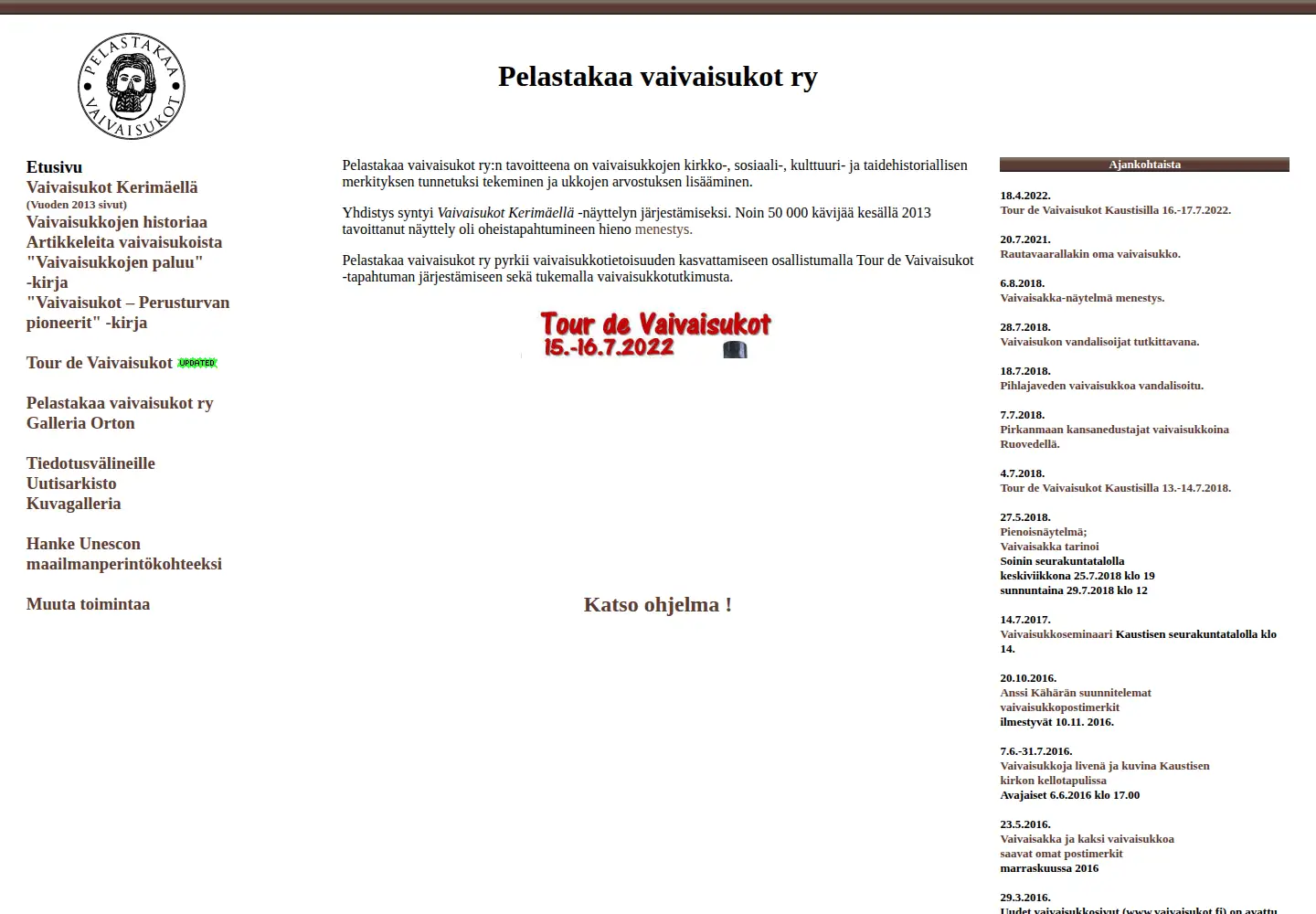 Captured homepage of vaivaisukot.fi in the current scan
