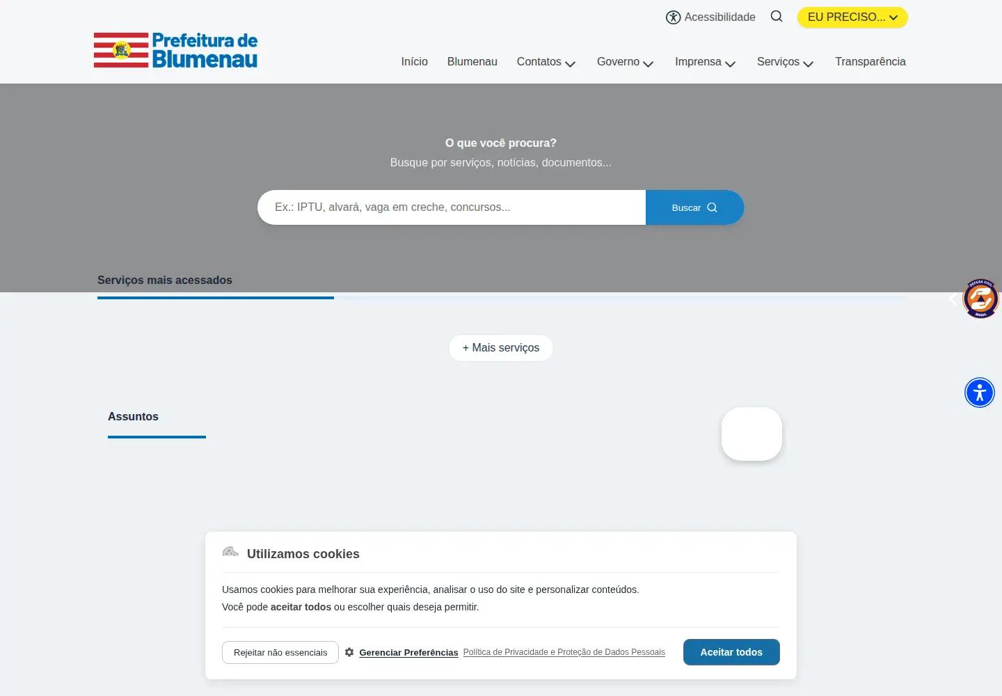 Screenshot of blumenau.sc.gov.br