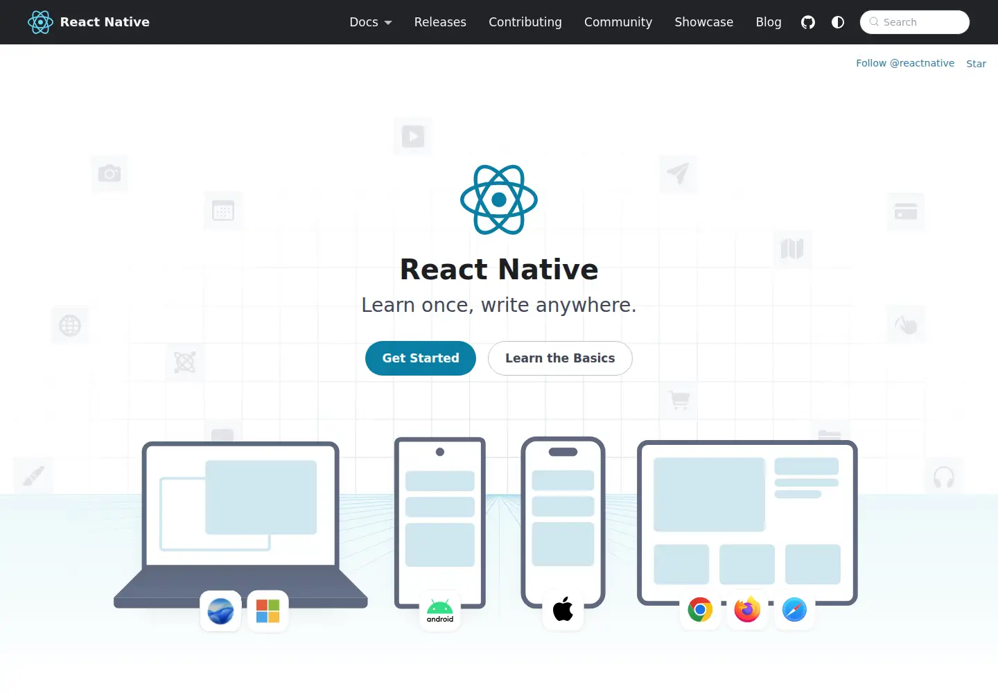 Screenshot of reactnative.dev