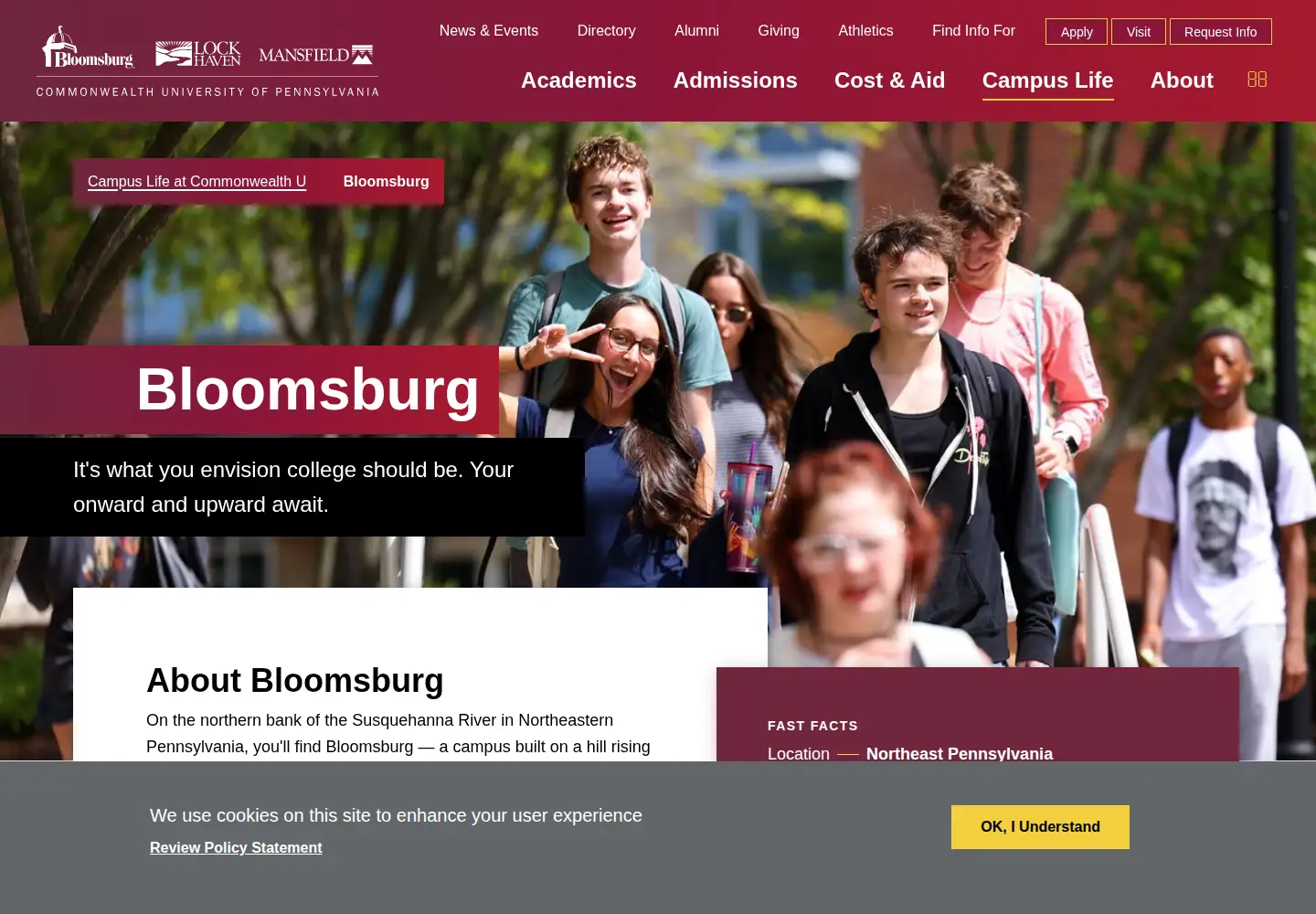 Screenshot of bloomu.edu