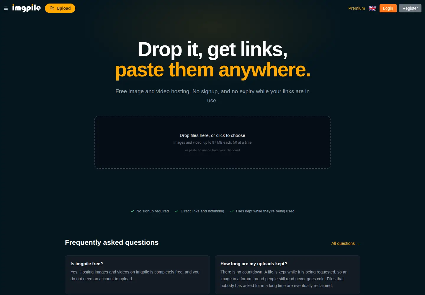 Screenshot of imgpile.com