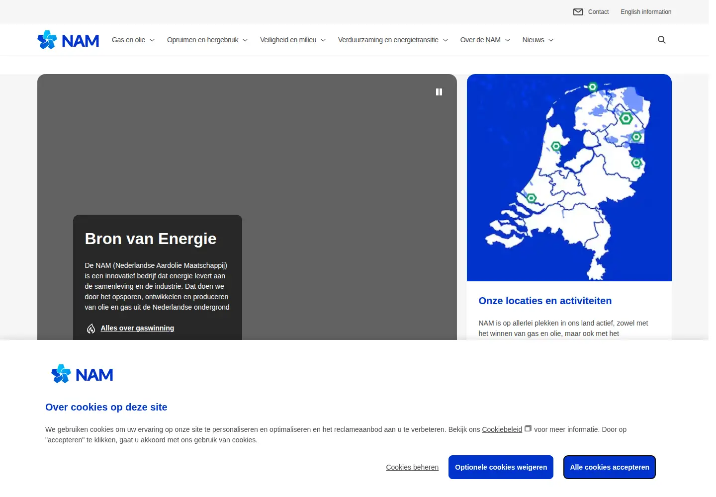 Screenshot of nam.nl