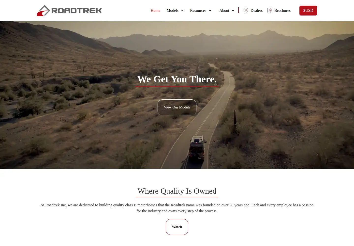 Captured homepage of roadtrek.com in the current scan