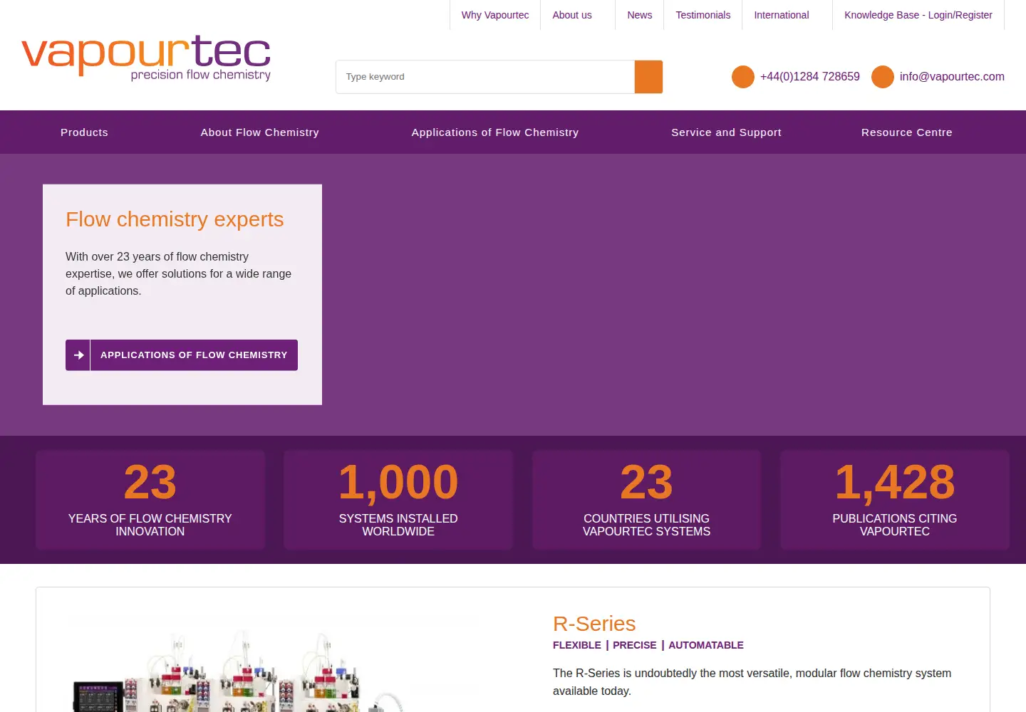 Screenshot of vapourtec.com