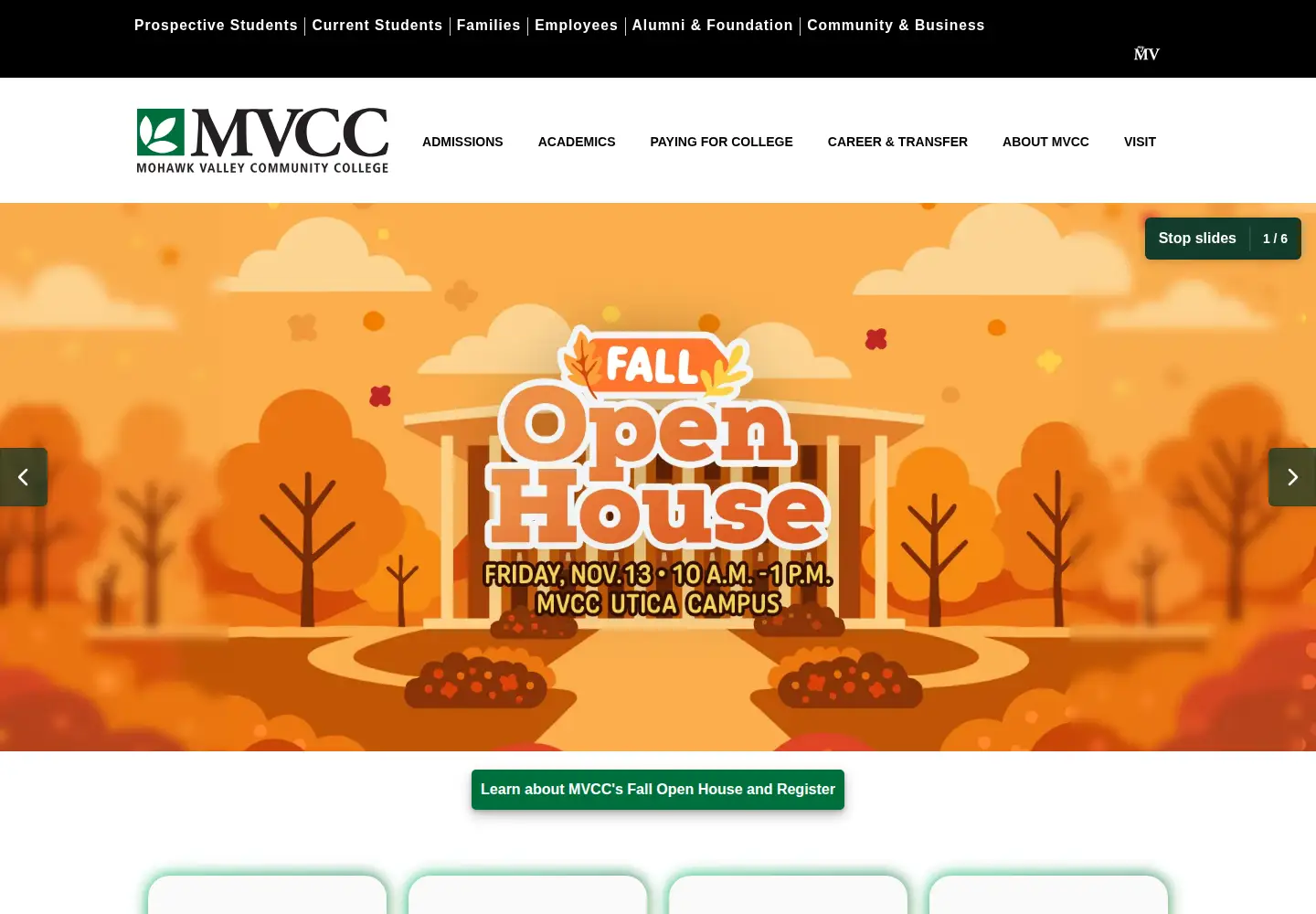 Screenshot of mvcc.edu