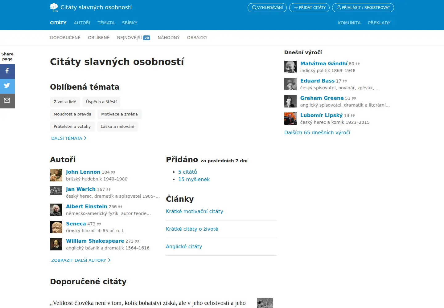 Screenshot of citaty.net