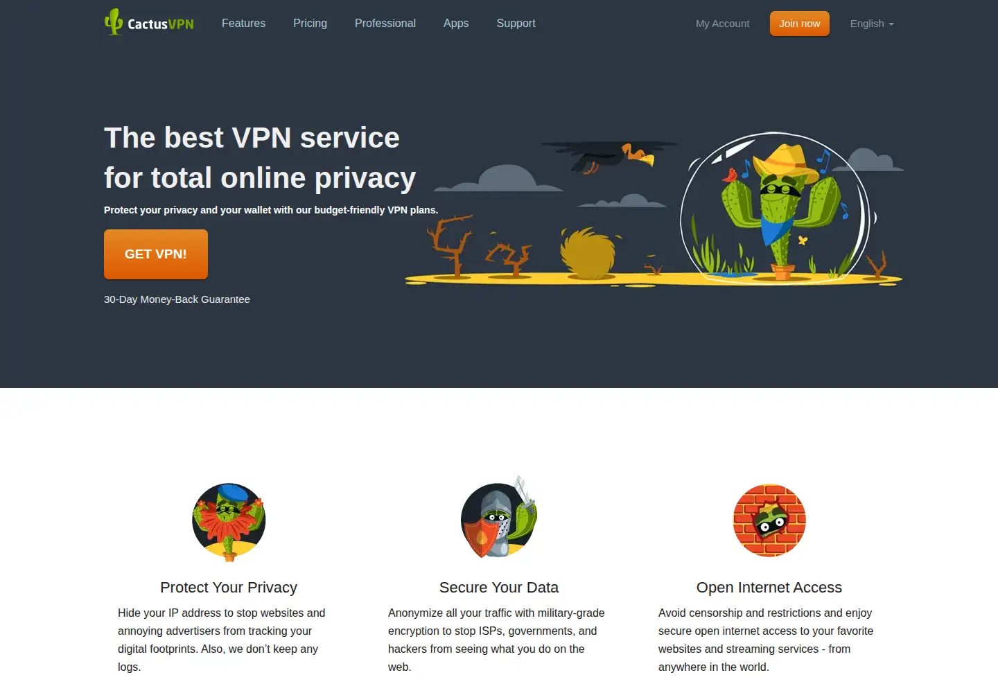 Screenshot of cactusvpn.com