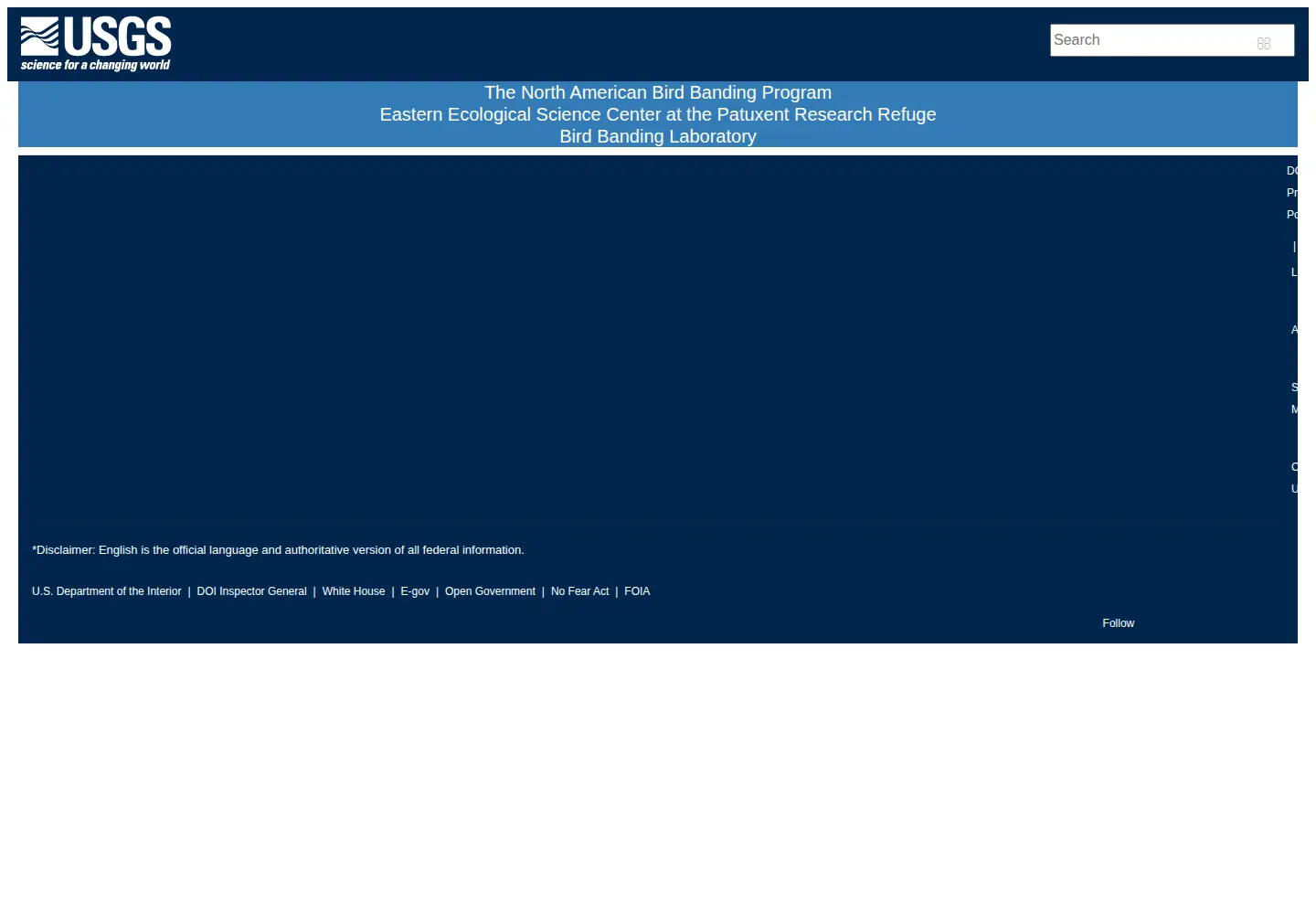 Captured homepage of reportband.gov in the current scan