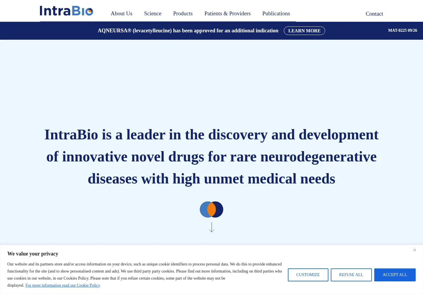 Captured homepage of intrabio.com in the current scan