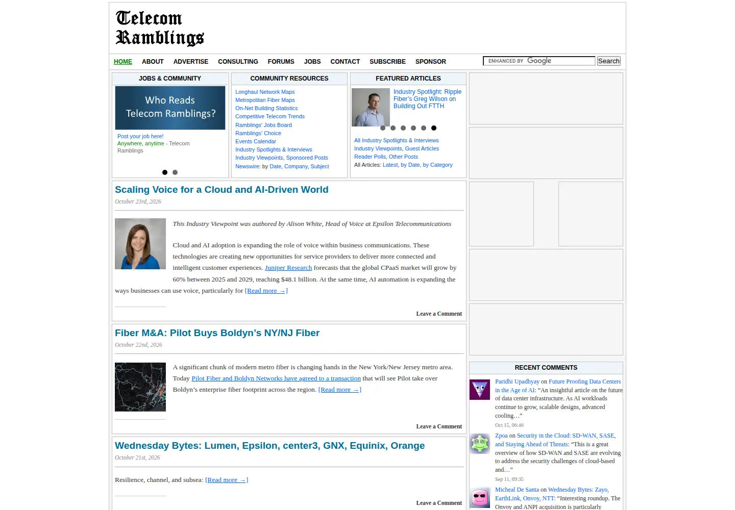 Screenshot of telecomramblings.com