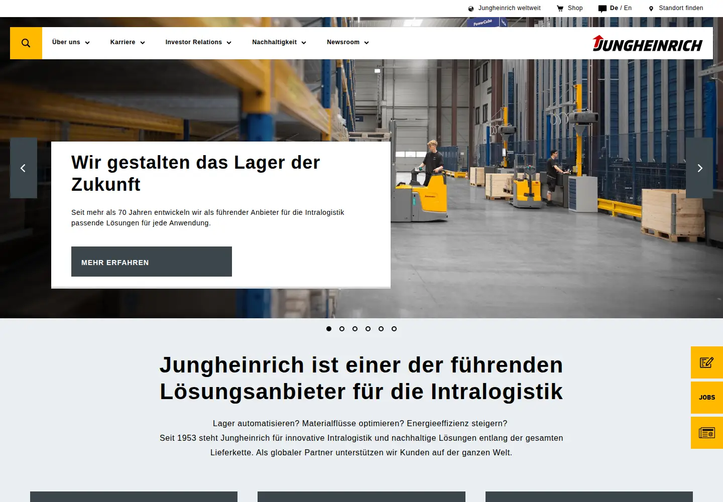 Captured homepage of jungheinrich.com in the current scan