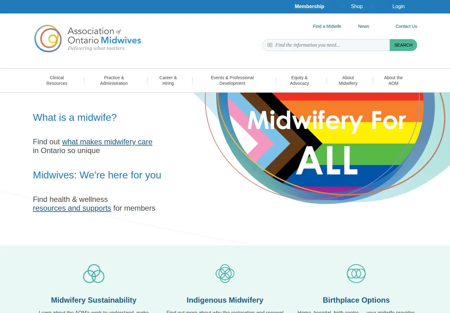 Screenshot of ontariomidwives.ca