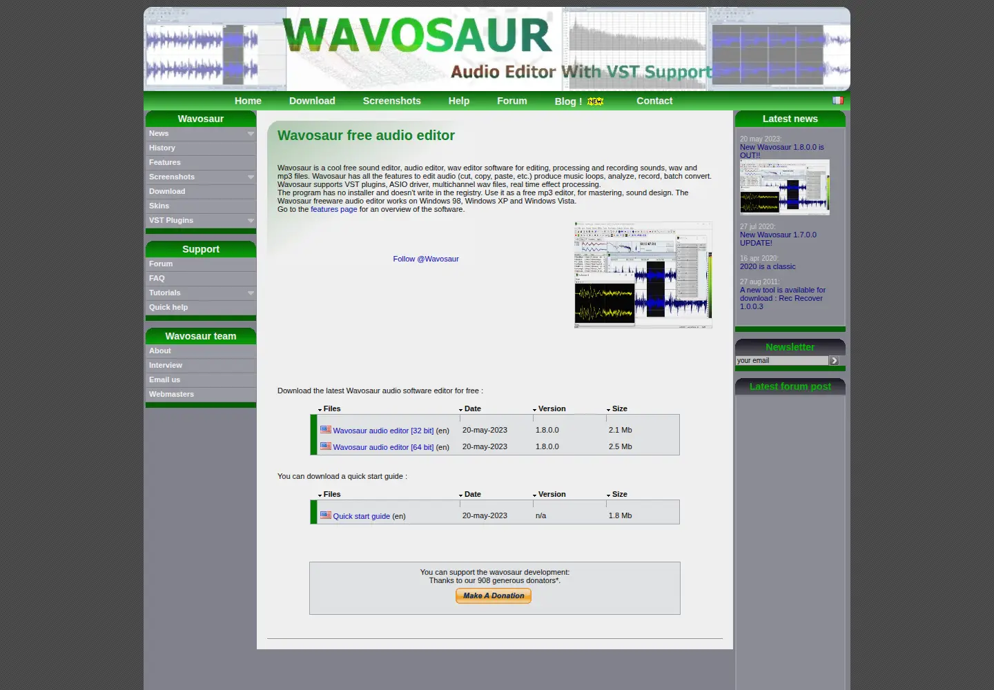 Screenshot of wavosaur.com