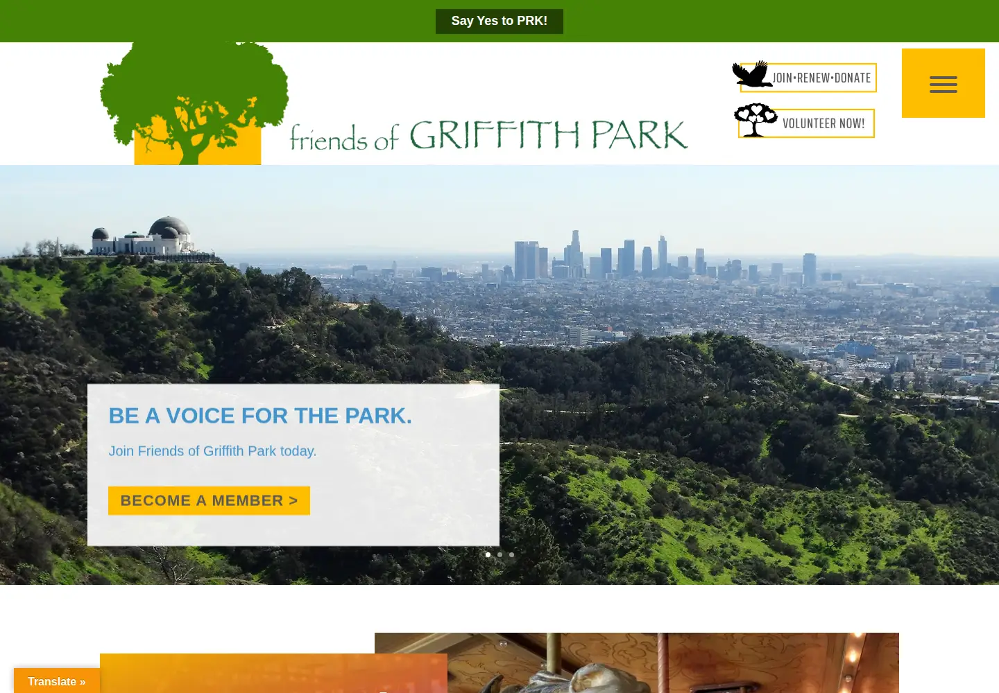 Screenshot of friendsofgriffithpark.org