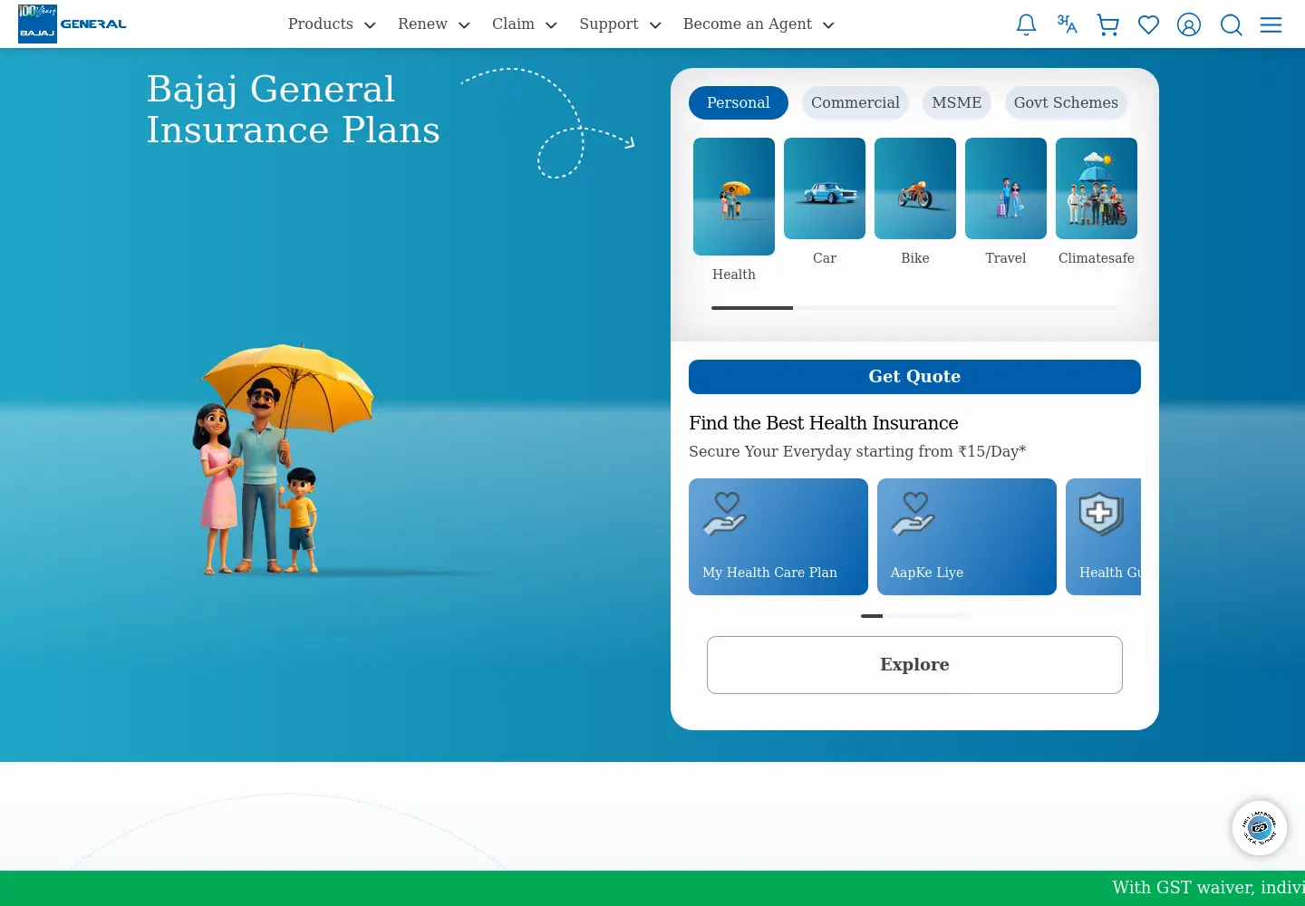 Screenshot of bajajallianz.com