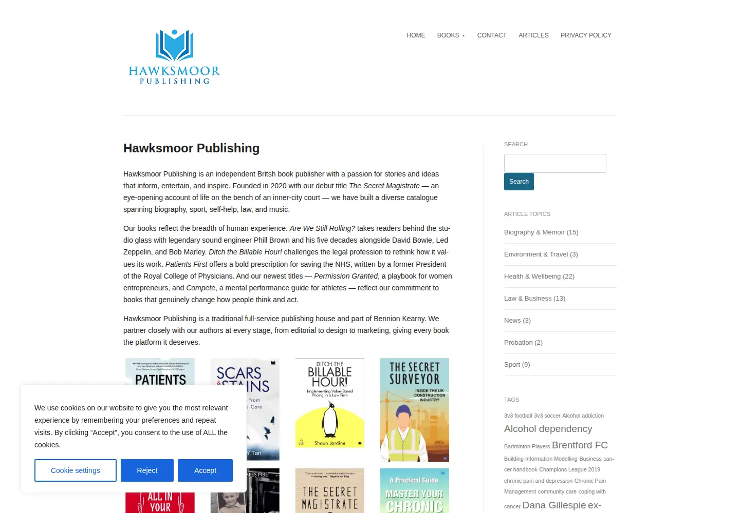 Screenshot of hawksmoorpublishing.com