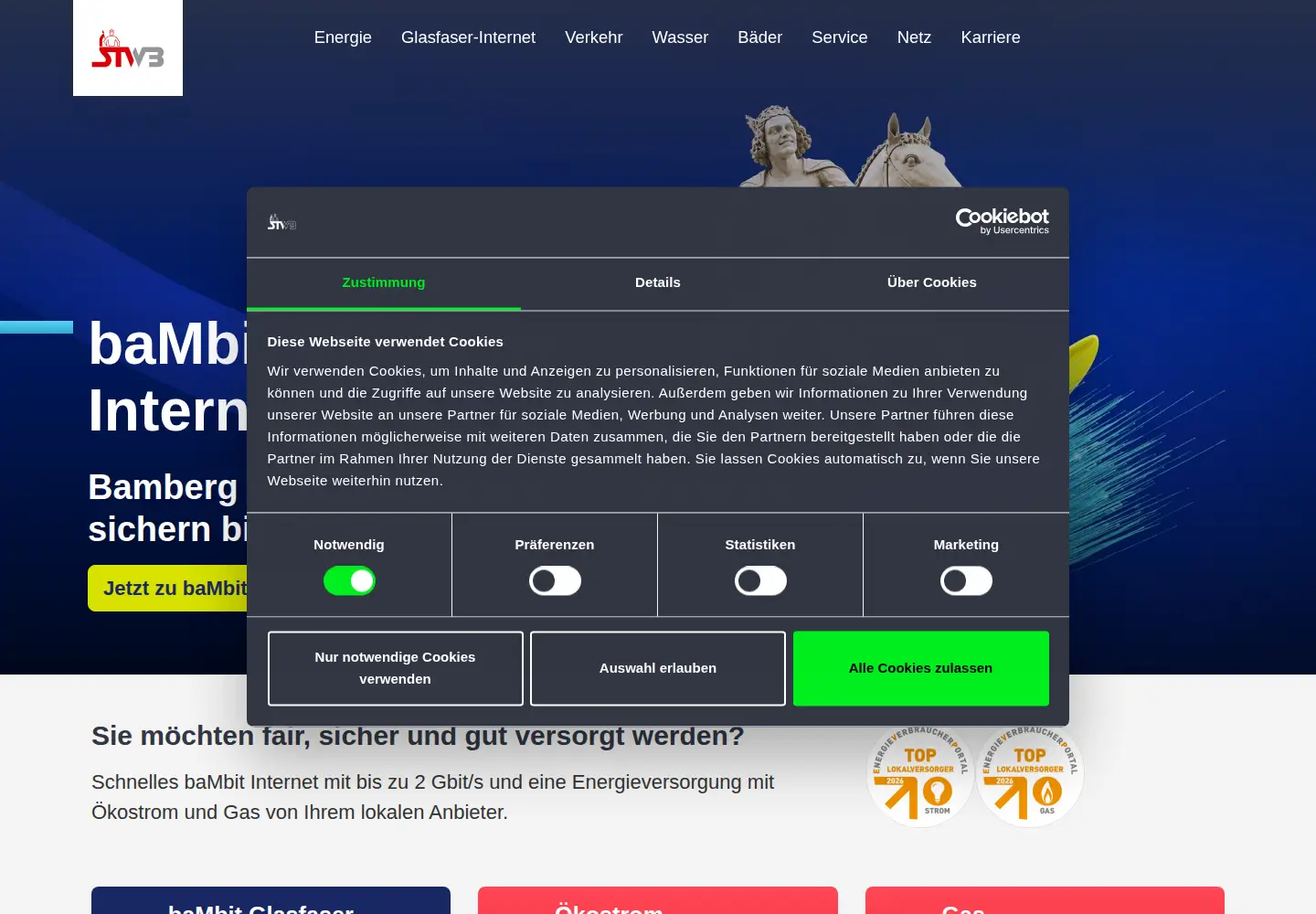 Screenshot of stadtwerke-bamberg.de