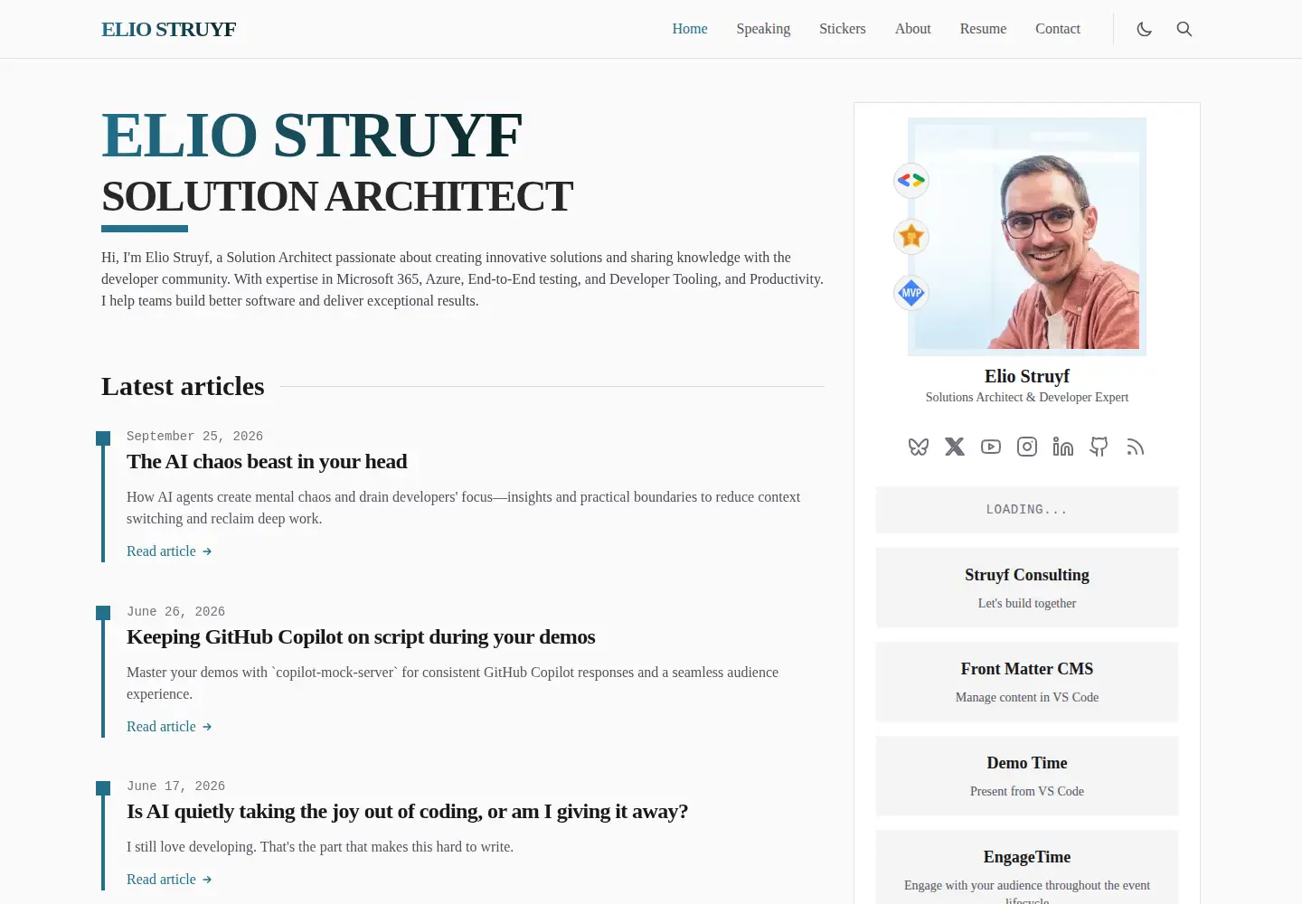 Screenshot of eliostruyf.com