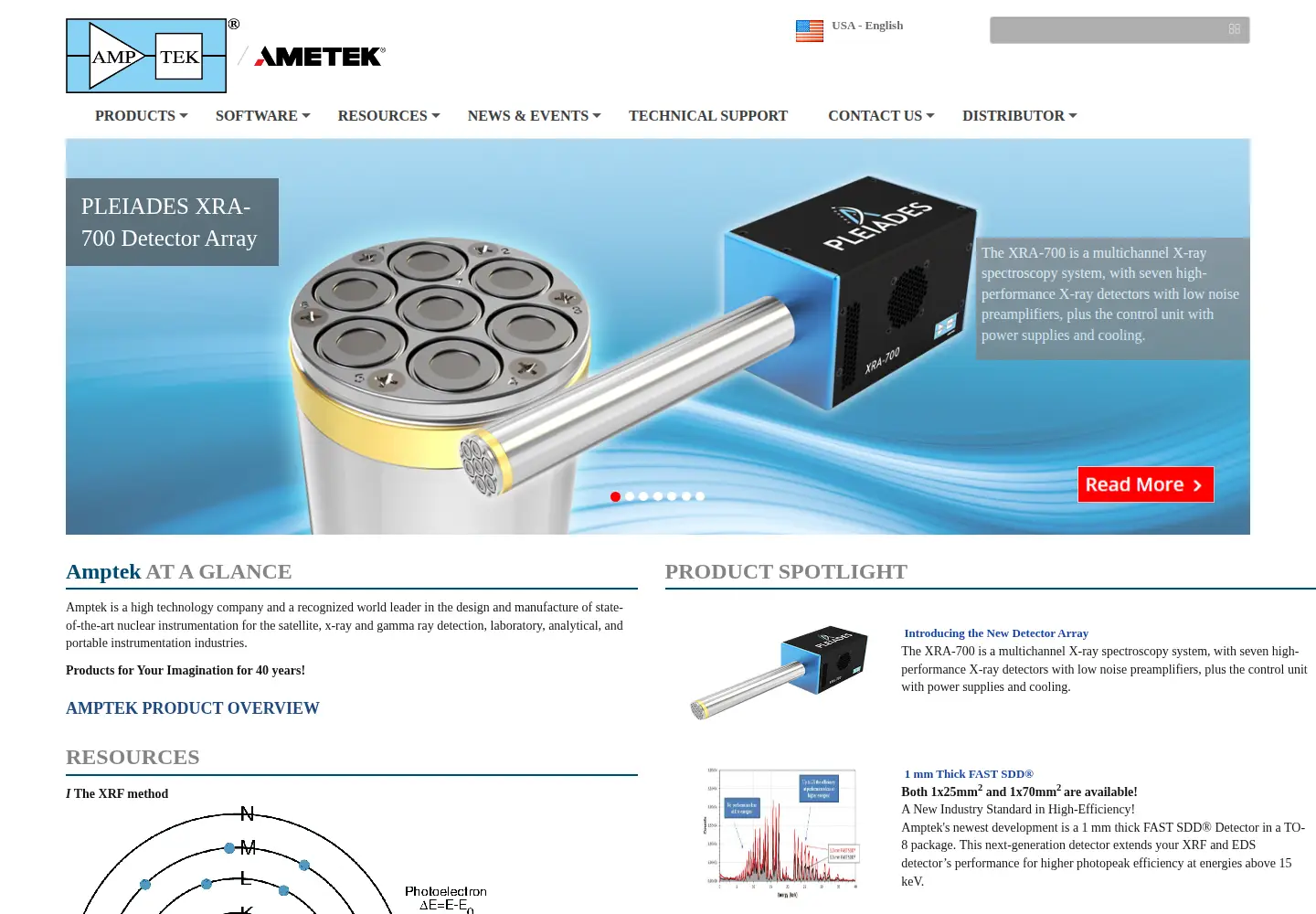 Screenshot of amptek.com